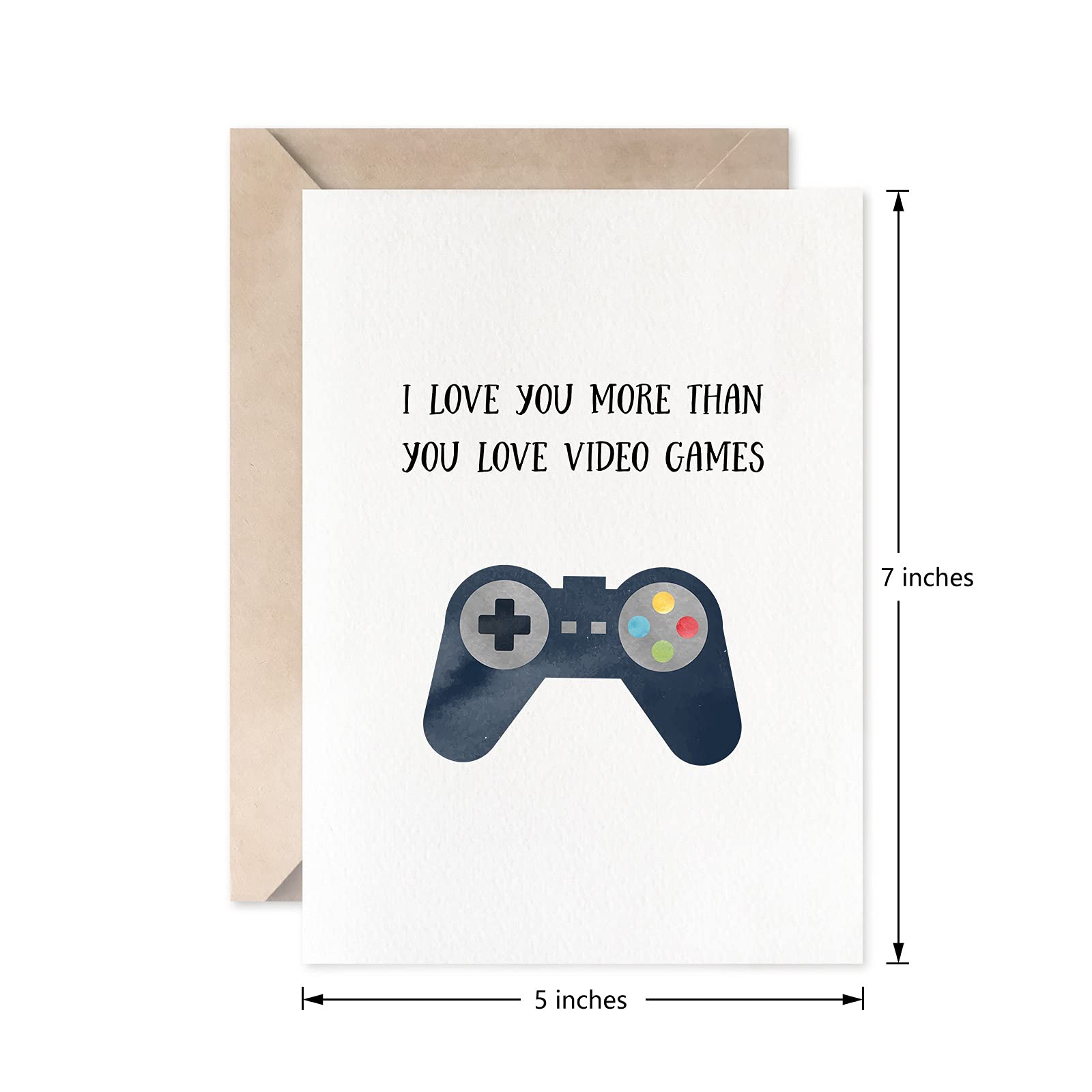Funny I Love You More Than Video Games Card - Perfect Gamer Anniversary & Valentine's Day Gift for Boyfriend, Girlfriend or Spouse - Great for Gamers Couples & Romantic Surprises