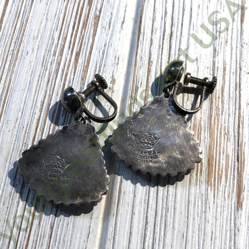 Vintage Mexican Sterling Silver Faux Turquoise Dangle Earrings - Handmade Boho Jewelry for Women, Perfect for Festivals, Parties & Everyday Wear