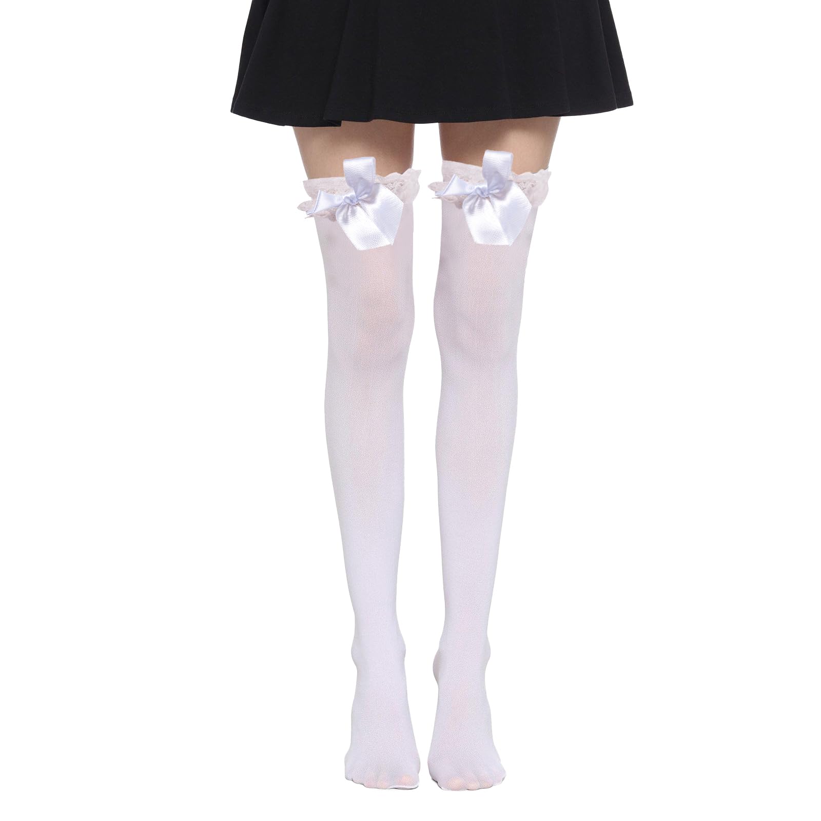Lace Knee High & Thigh High Sheer Socks for Women - Cute Thin White Stockings, Fashionable Hosiery for Girls | Perfect for Cosplay, Daily Wear & Outfit Styling