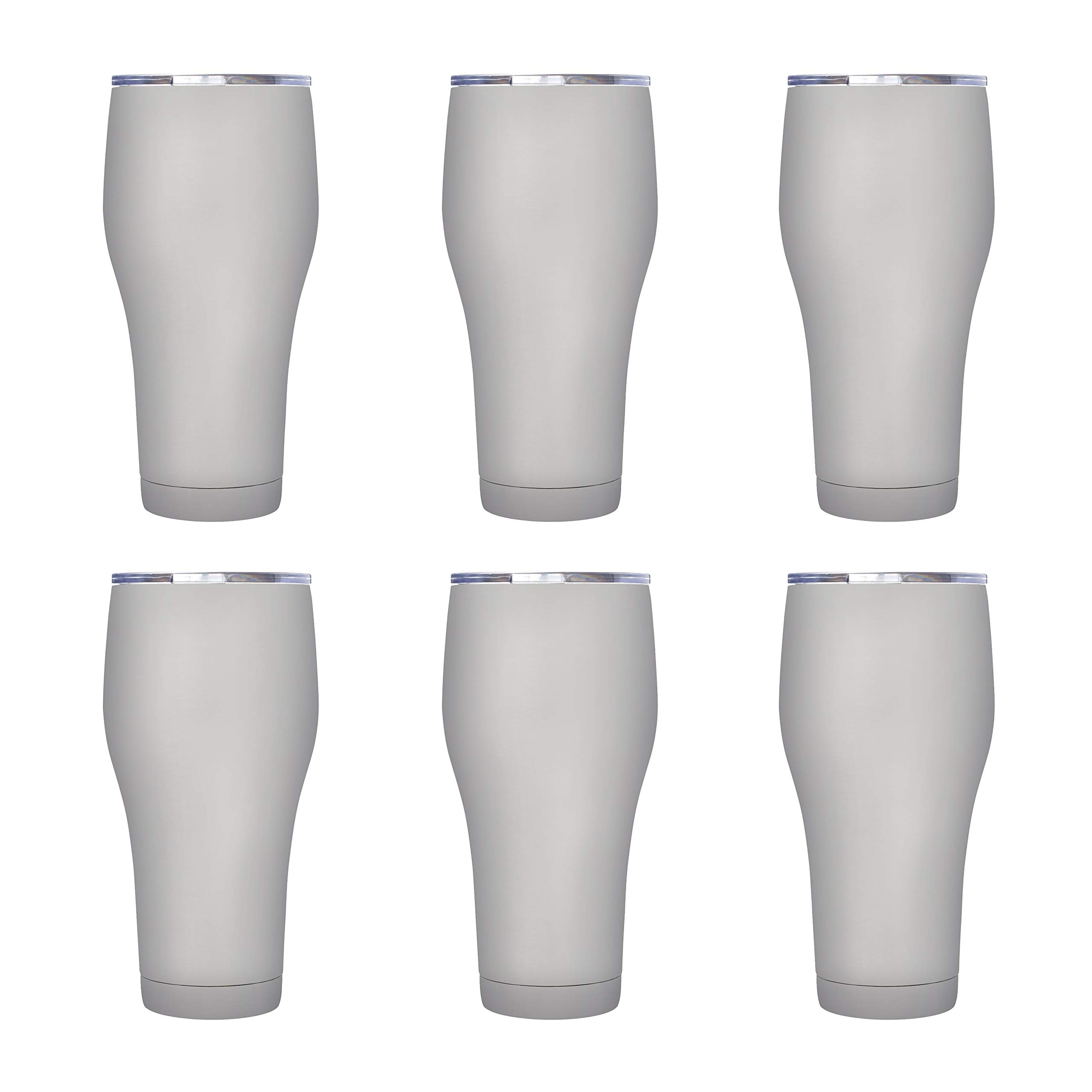 30oz Stainless Steel Vacuum Tumblers 6-Pack Silver - Perfect for Outdoor & Travel