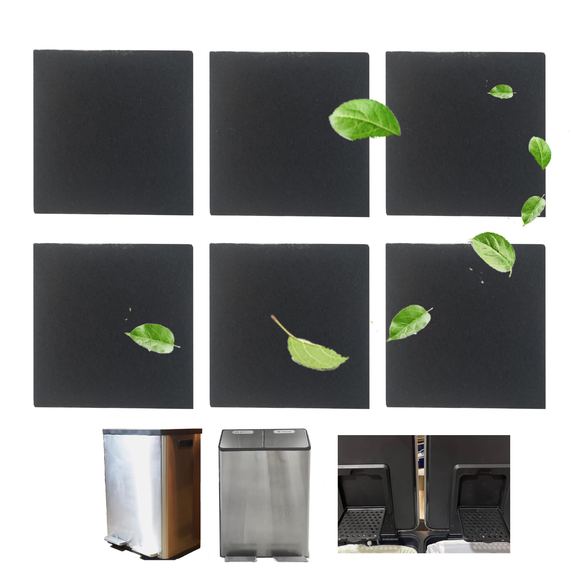 Activated Charcoal Odor Absorbing Filter Refills for SIMPLI-Magic Trash Can - Pack of 6 | Compatible with SIMPLI-Magic Garbage Bins with Built-in Odor Filter | Eliminates Kitchen, Bathroom & Office Odors Naturally