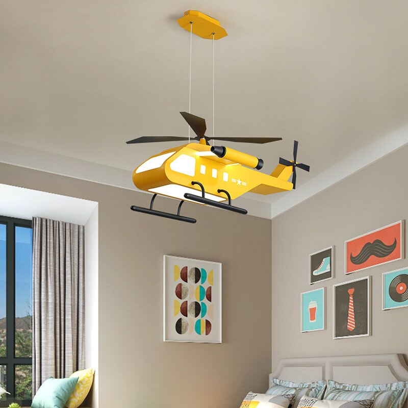 LED Helicopter Ceiling Light - War Helicopter Chandelier for Kids Room Decor, Boys Bedroom Lighting, Playroom & Nursery Night Light