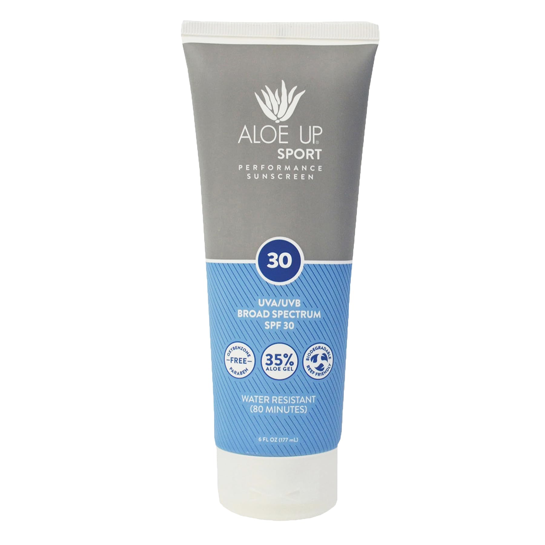 Aloe Up Sport Sunscreen Lotion SPF 30 - 6oz (177ml) - Water-Resistant Sun Protection for Active Outdoor Activities, Swimming, Hiking & Sports