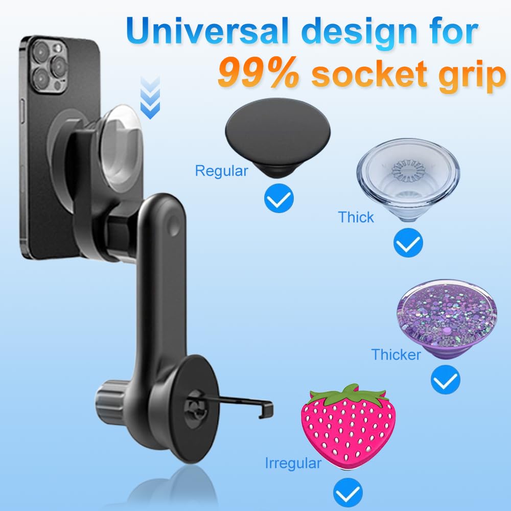 360° Adjustable Car Phone Holder for Air Vent & Socket Mount - Universal Phone Mount Compatible with iPhone, Samsung & All Smartphones - Perfect for Hands-Free Navigation, Music Control & Safe Driving