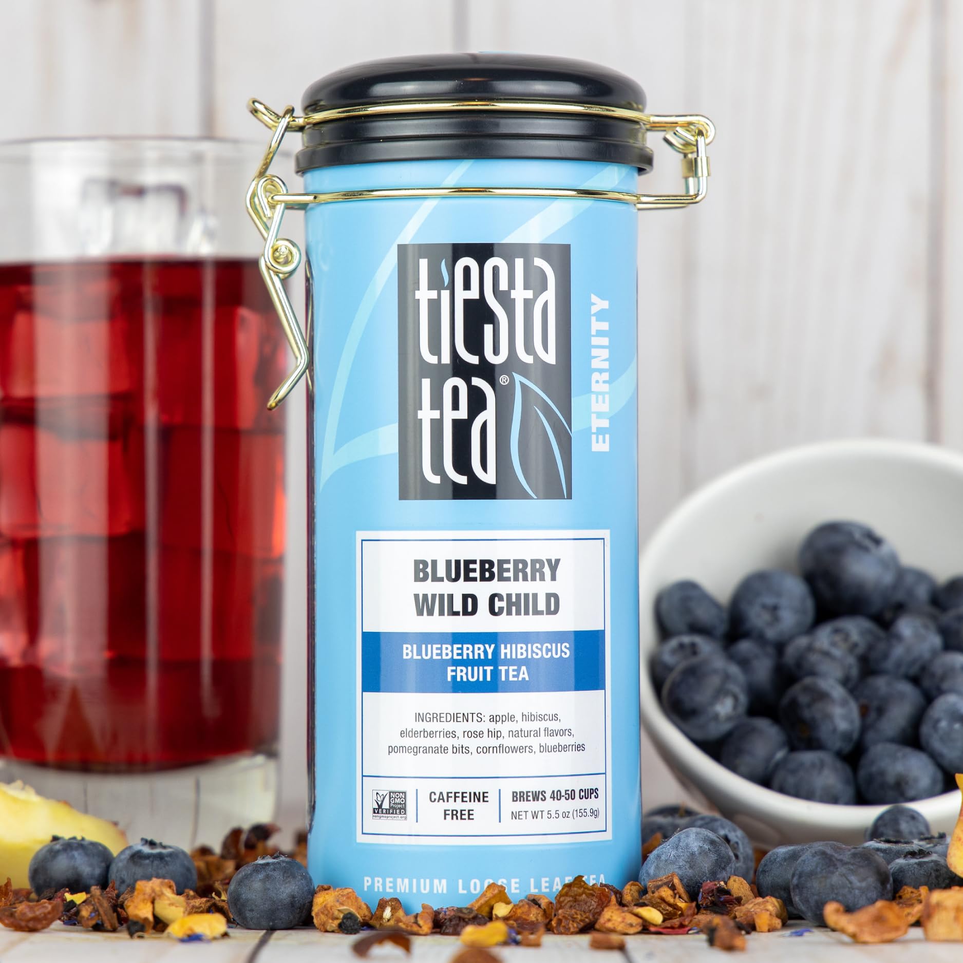 Premium Blueberry Hibiscus Herbal Tea - Tiesta Tea Blueberry Wild Child Loose Leaf, Caffeine-Free Blend for Hot or Iced Tea, 5.5oz Refillable Tin (50 Cups) - Perfect for Relaxation, Afternoon Tea & Gift Giving