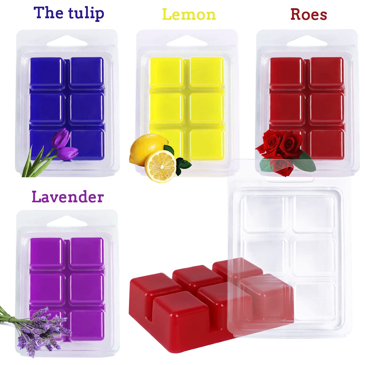 100 Packs Clear Plastic Wax Melt Clamshell Molds - Empty Cube Trays for Wickless Tart Candles - Perfect for DIY Candle Making, Home Fragrance & Gift Packaging