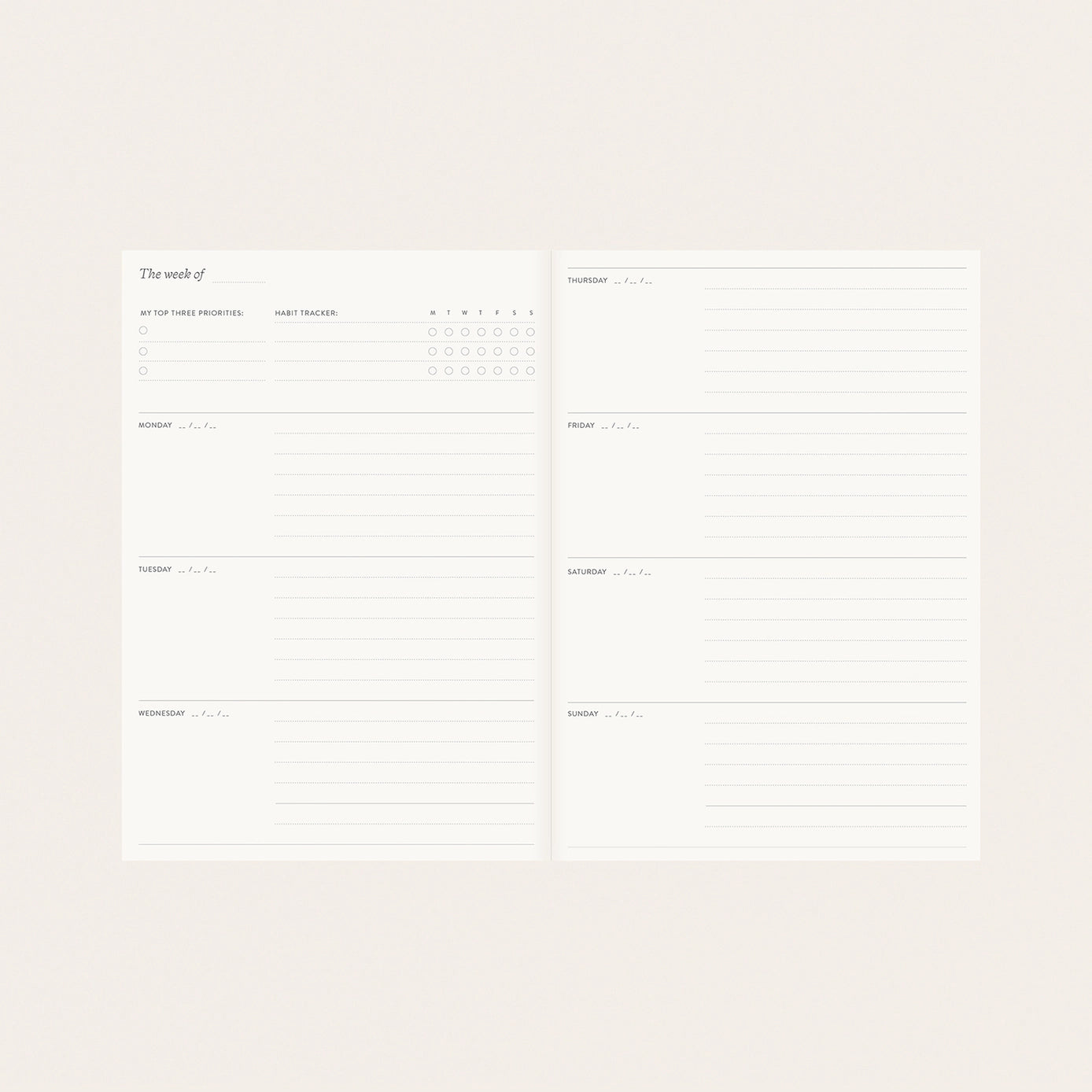 Botanica Paper Co. Linen Bound Undated Weekly Planner with Song Birds Design - Perfect for Daily Planning, Journaling & Productivity | Office, School & Home Use