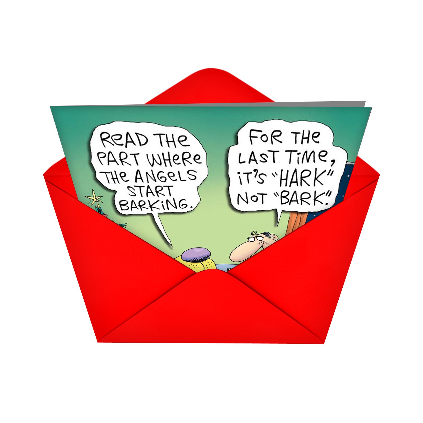 B5830 12-Pack Hark Not Bark Christmas Humor Greeting Cards with Envelopes - Funny Holiday Cards for Office Parties, Family Gatherings & Secret Santa Exchanges