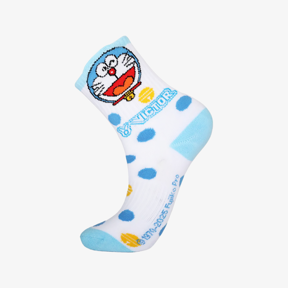 Victor x Doraemon Junior Sport Socks SK516DRM - Light Blue Athletic Socks for Kids - Perfect for Running, School & Casual Wear