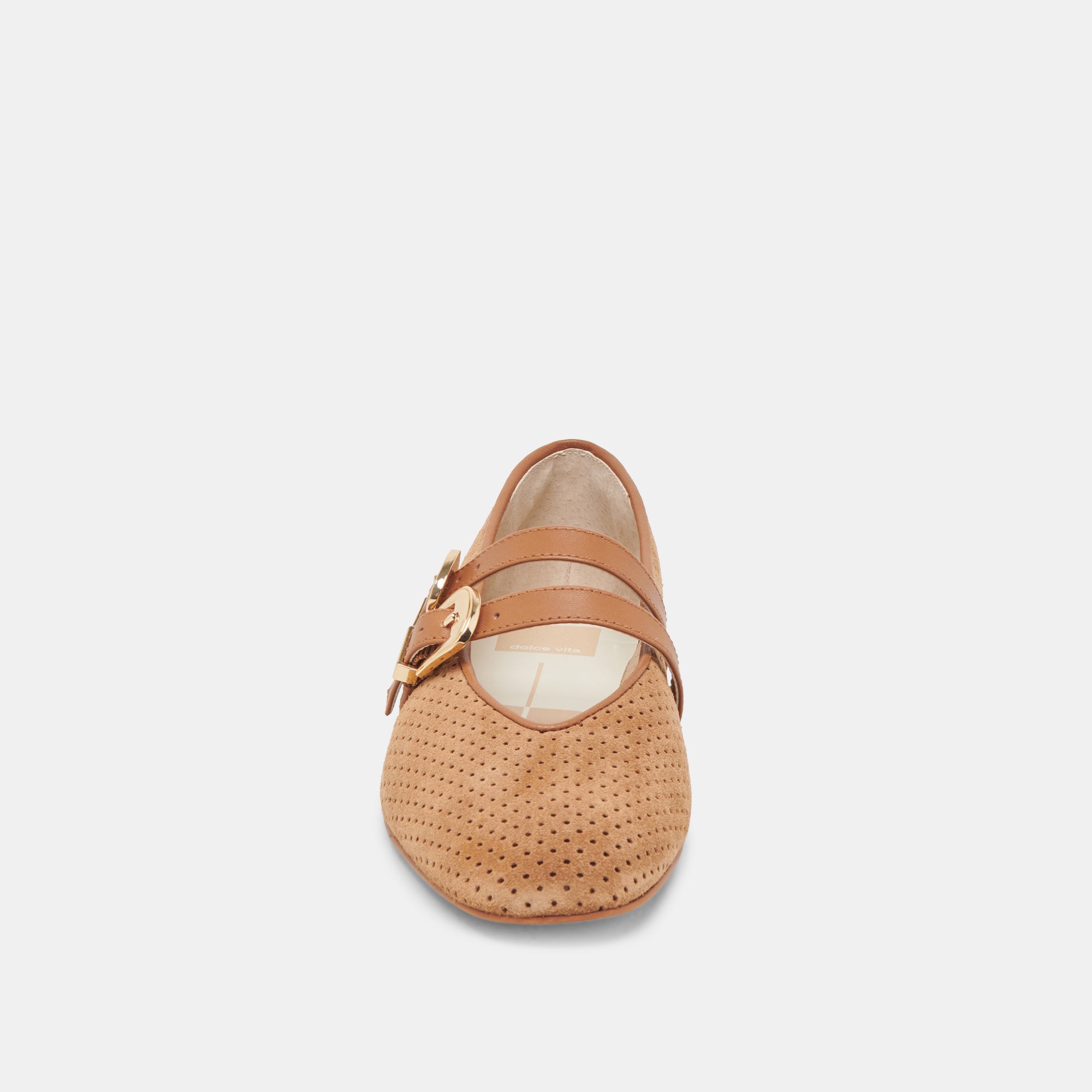 BAYLEE WIDE BALLETS FLATS - PECAN PERFORATED SUEDE LOAFERS | Comfortable Women's Slip-On Shoes for Work, Casual & Travel