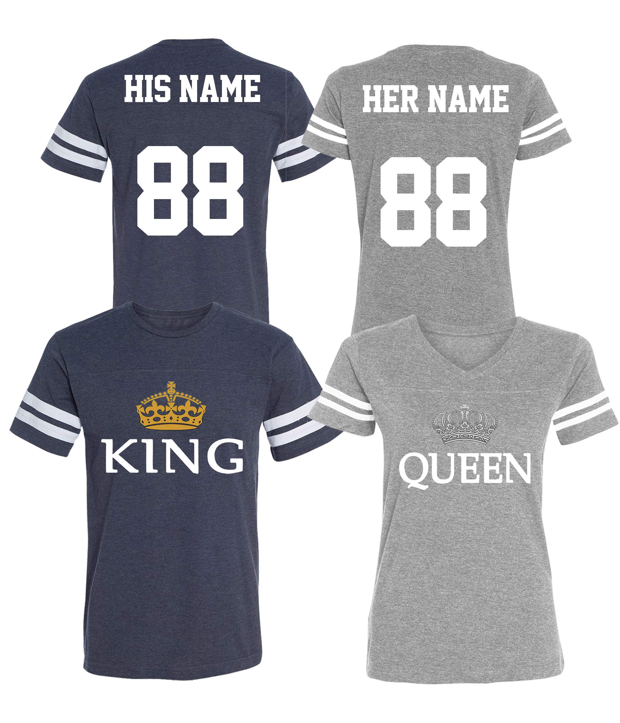 Custom Personalized Cotton Couple Jerseys - His & Her Matching Jersey Shirts for Anniversaries, Valentine's Day & Game Day Outfits
