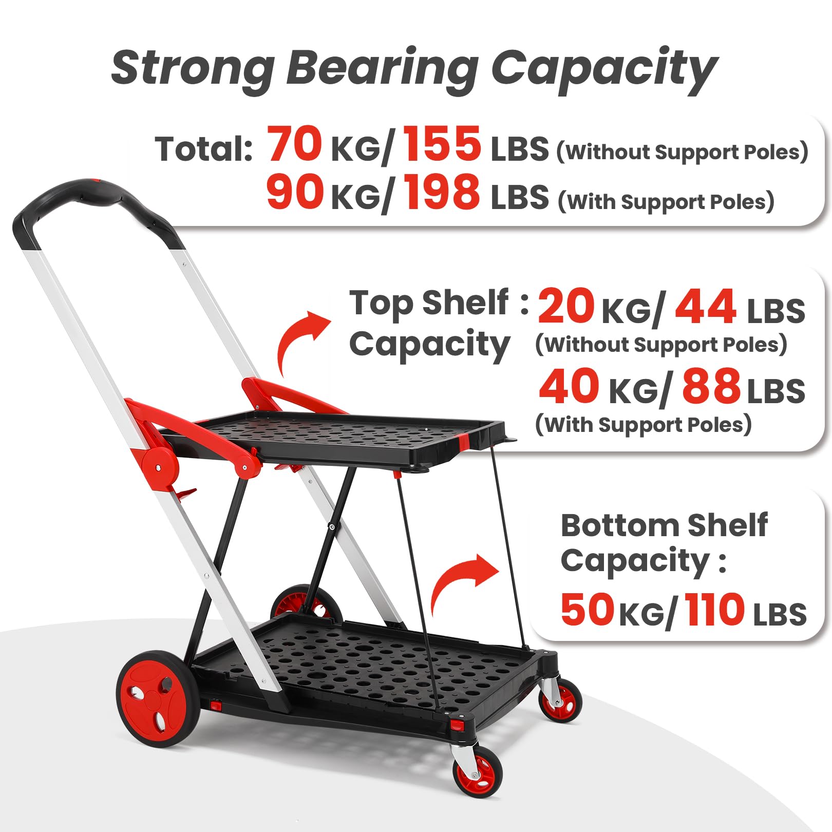 Foldable Utility Cart with Storage Basket - Portable Collapsible Shopping Trolley for Groceries, Laundry, Picnics & Home Organization - Heavy Duty Multi-Purpose Folding Hand Truck for Indoor & Outdoor Use
