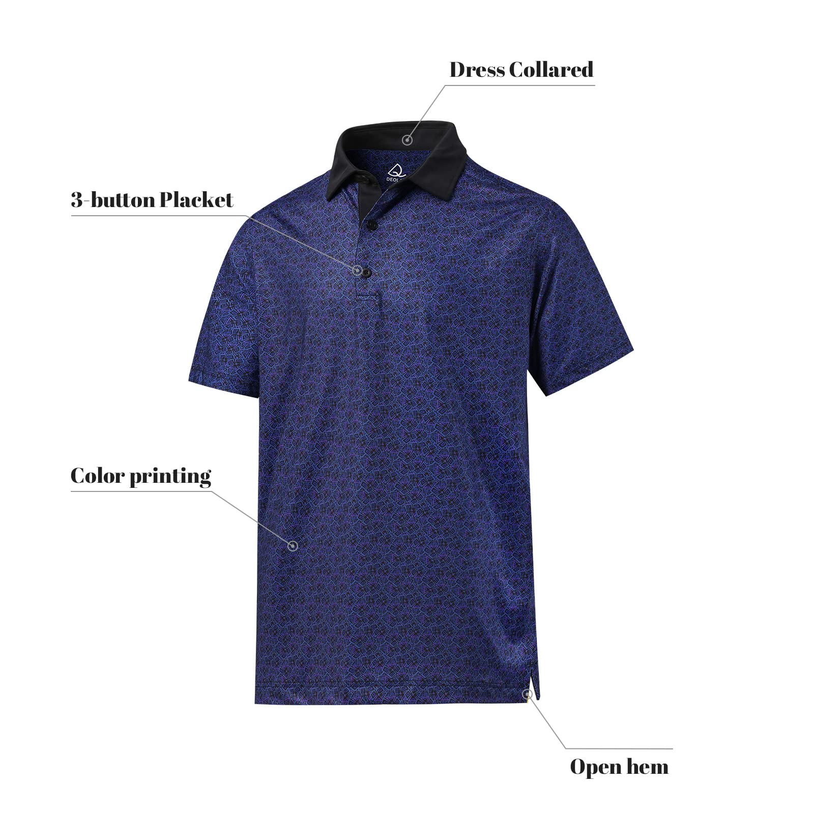 DEOLAX Men's Fashion Print Dry Fit Golf Polo Shirts - Quick Dry Short Sleeve Funny Golf Shirt for Men - Perfect for Golf, Casual Wear & Outdoor Activities