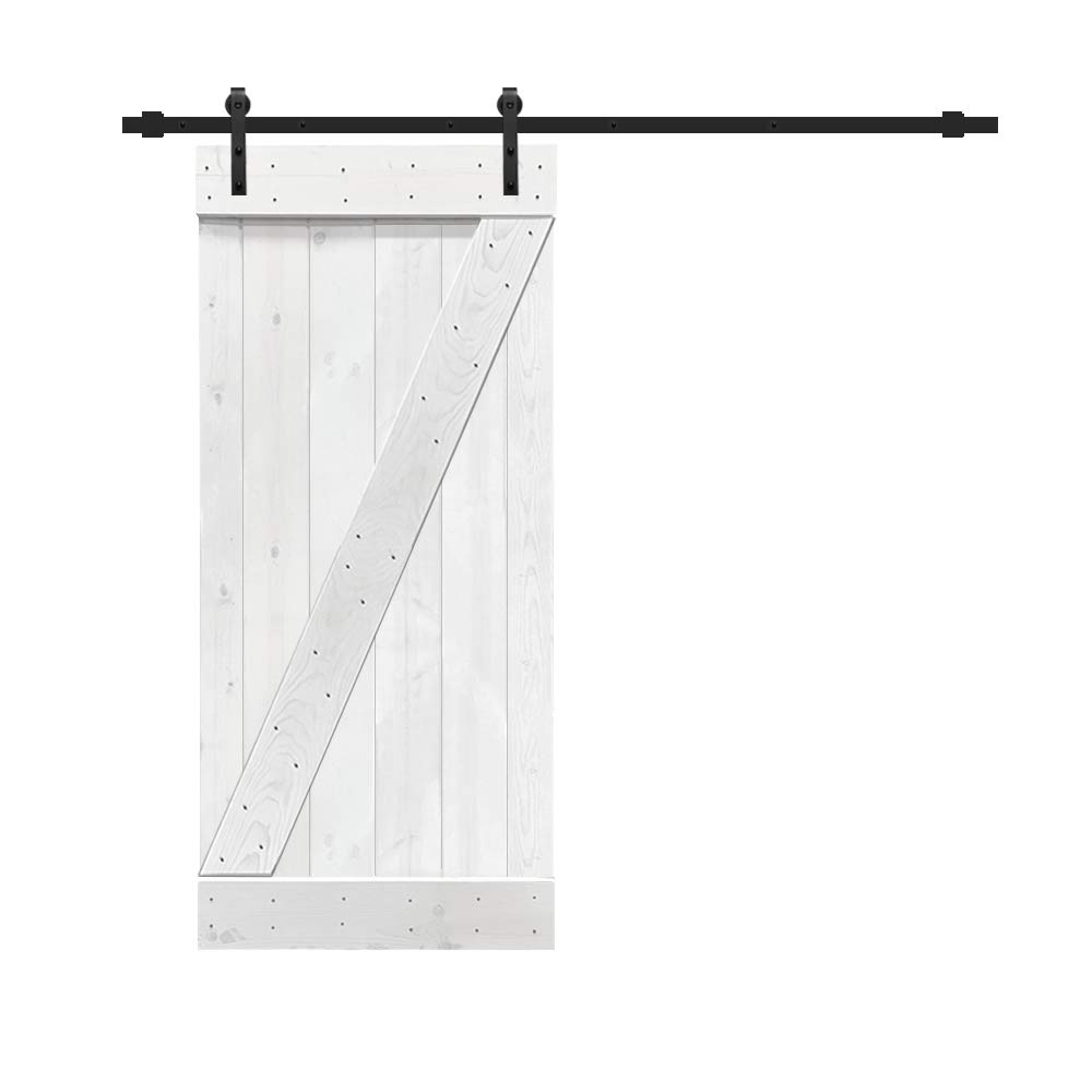 TMS Z Bar Solid Knotty Pine Wood Interior Sliding Barn Door with Hardware Kit - 84