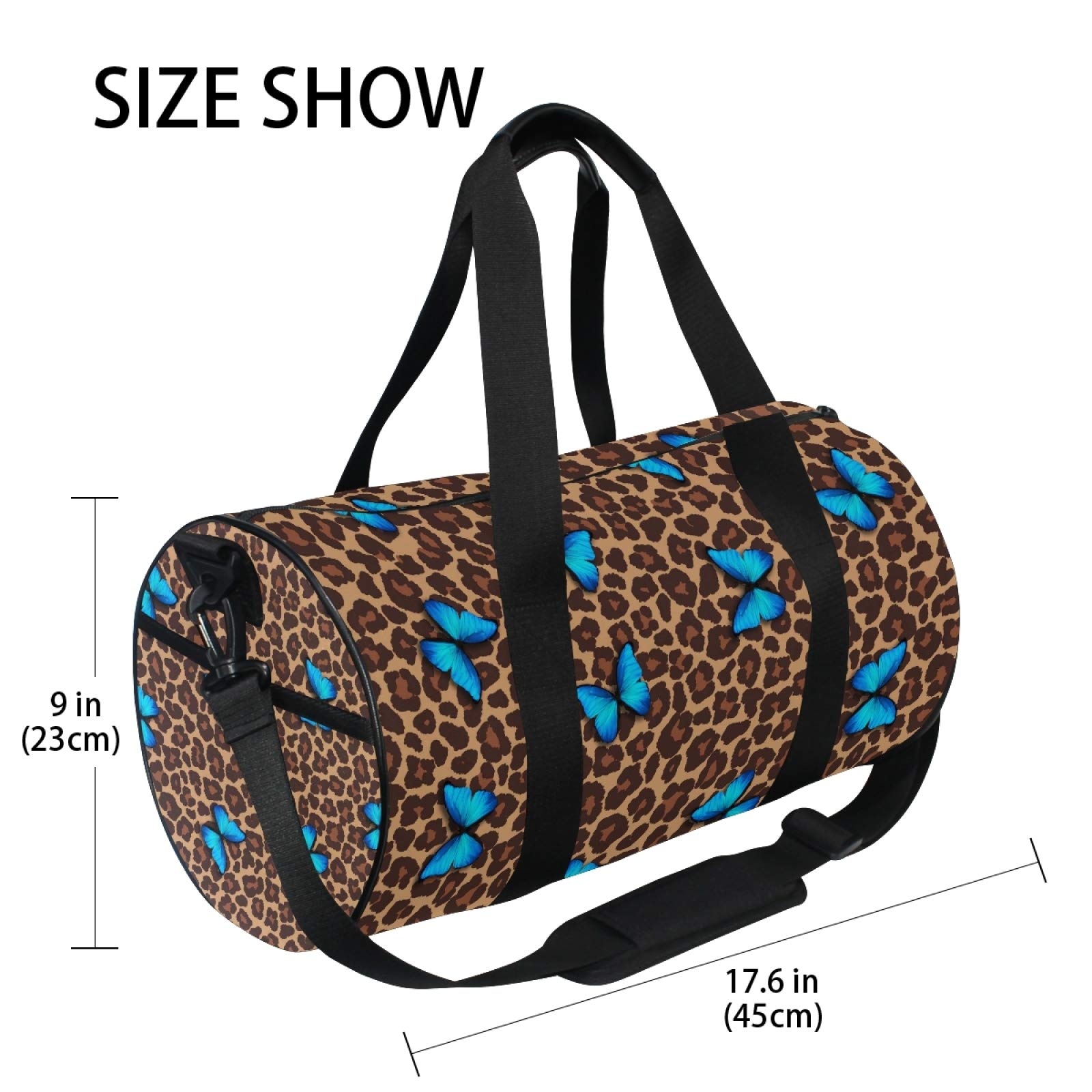 Butterfly Leopard Cheetah Print Travel Duffle Bag - Waterproof Sports Luggage with Adjustable Shoulder Strap - Gym Bag for Men & Women - Perfect for Workout, Yoga, Travel & Weekend Getaways