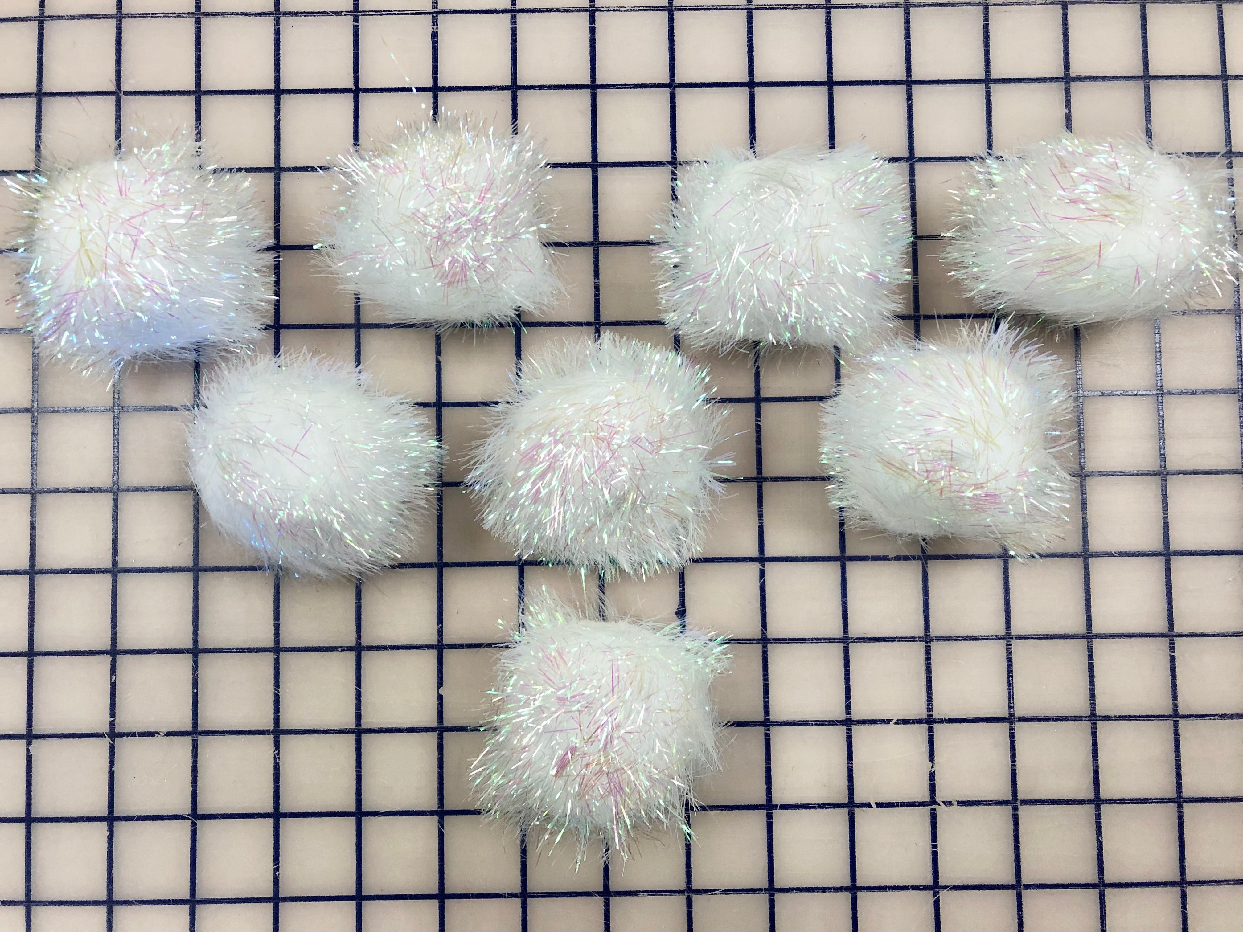 Iridescent White Pom Poms for DIY Crafts, Home Decor, and Party Supplies – Perfect for Scrapbooking, Gift Wrapping, and Costume Accessories
