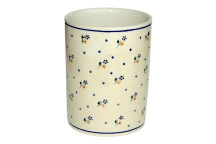 Blue Rose Polish Pottery Country Meadow Utensil Jar - Handmade Ceramic Kitchen Storage for Utensils, Spoons & Cooking Tools - Perfect for Farmhouse, Cottage & Rustic Home Decor
