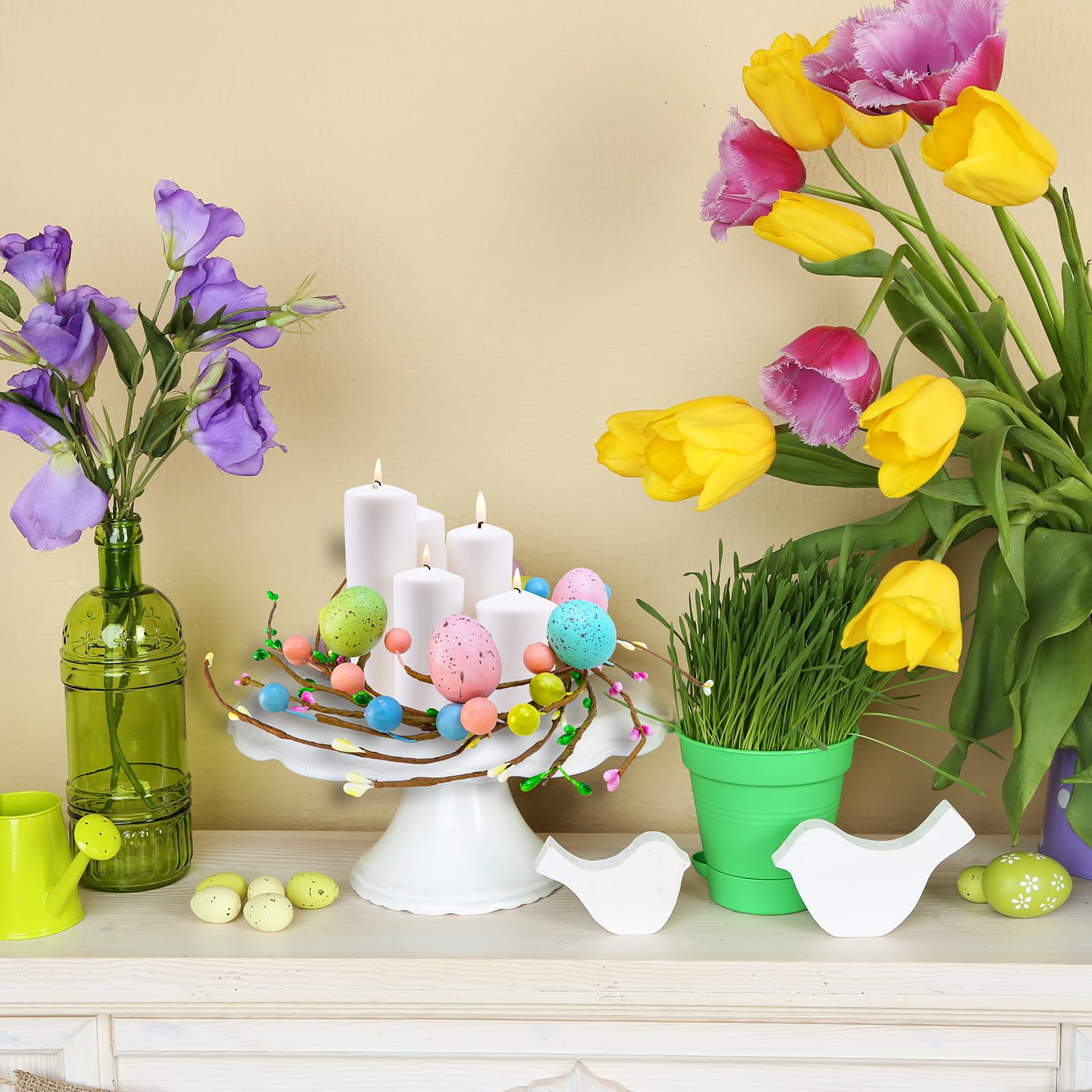 Winlyn 4-Piece Easter Egg Candle Rings Set - 9.5