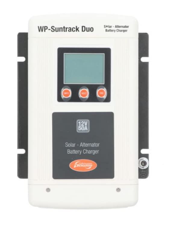 WhisperPower Suntrack Duo Solar 12/12-Volt 50A 775W DC-DC Battery Charger for RVs, Boats & Off-Grid Power Systems - Dual Alternator & Solar Panel Charging Solution