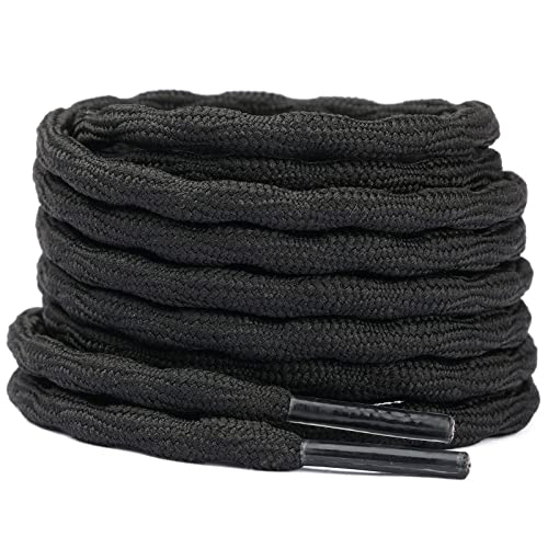 Stepace Wave Round Boot Laces [2 Pairs] - Heavy Duty Shoelaces for Work Boots & Hiking Shoes - Durable & Non-Slip Design for Outdoor, Construction & Military Use