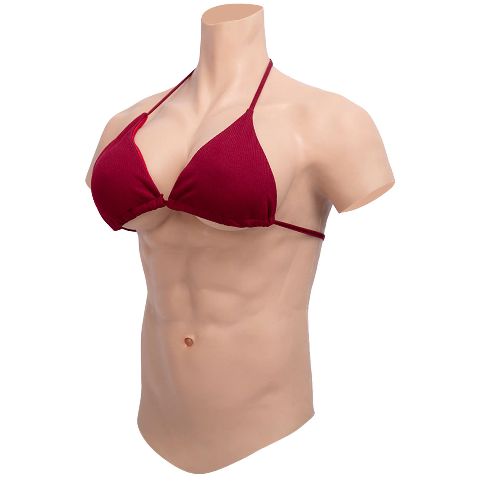 PROPFE Silicone Muscle Suits - Realistic Cosplay Costume Breastplate & False Body Bodysuit for Crossdressers - Half Body Simulation Skin Boobs - Perfect for Halloween, Cosplay Events & Theater Performances
