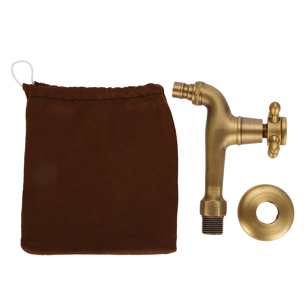 Vintage Style Solid Brass Wall Mounted Faucet - Single Cold Water Tap for Washing Machine, Kitchen Sink, Bathroom & Utility Areas (Includes Storage Bag) - Perfect for Laundry Rooms, Basement Sinks & Outdoor Cleaning Stations