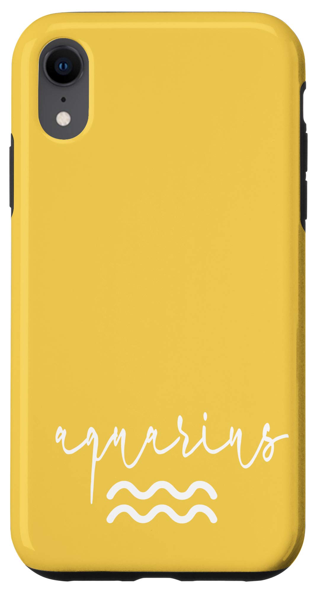 iPhone XR Phone Case - Aquarius Horoscope Sign Design with Yellow Lemon Pattern | Durable Protective Cover for Everyday Use & Gift Giving
