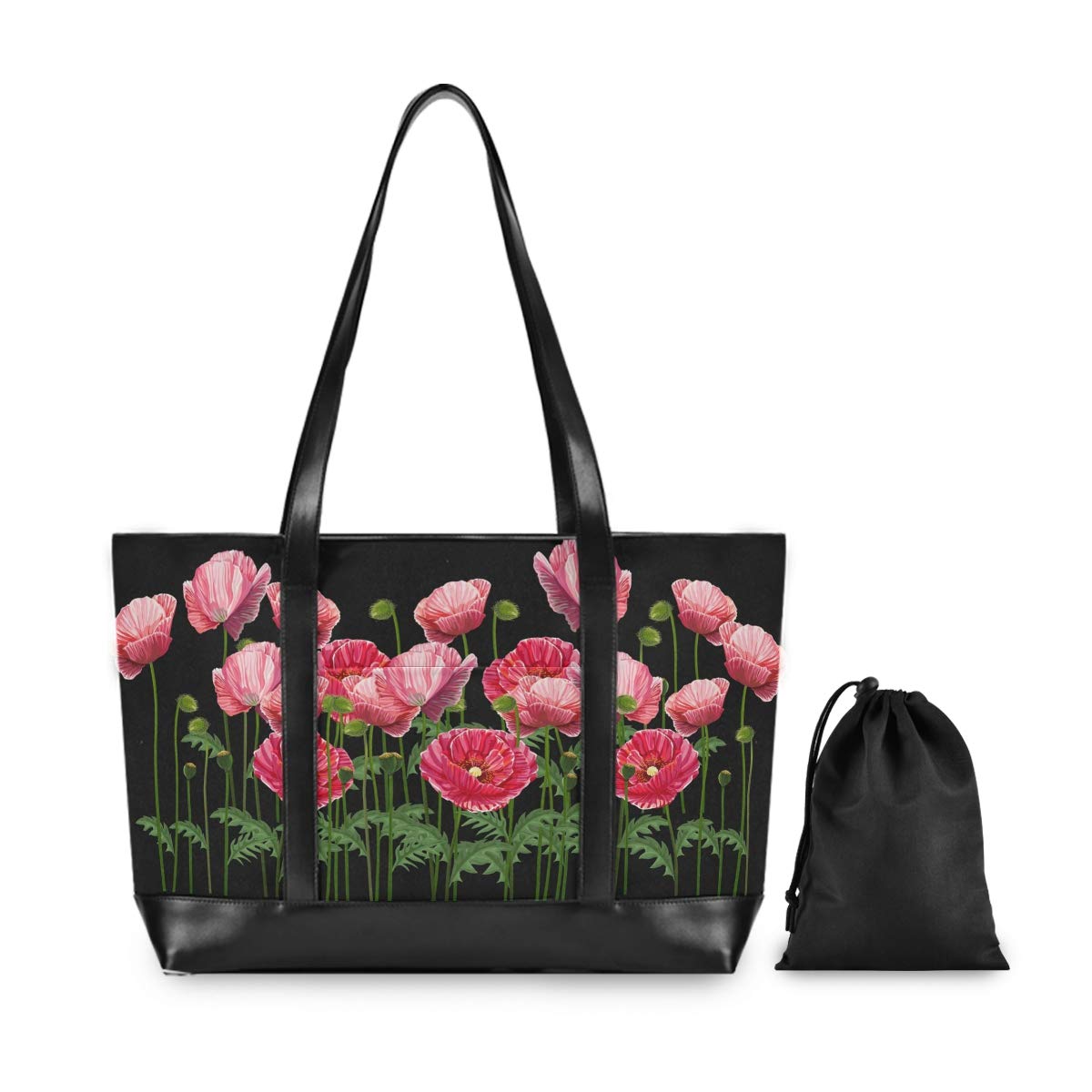 Stylish Poppy Flower Laptop Tote Bag for Women - 15.6 Inch Business Computer Shoulder Bag - Perfect for Work, Office, Travel & College Commute