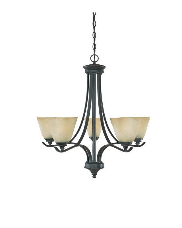 BNB Bella Vista Collection 5-Light Chandelier - Burnished Bronze Finish, Modern Hanging Light Fixture for Dining Room, Foyer & Bedroom