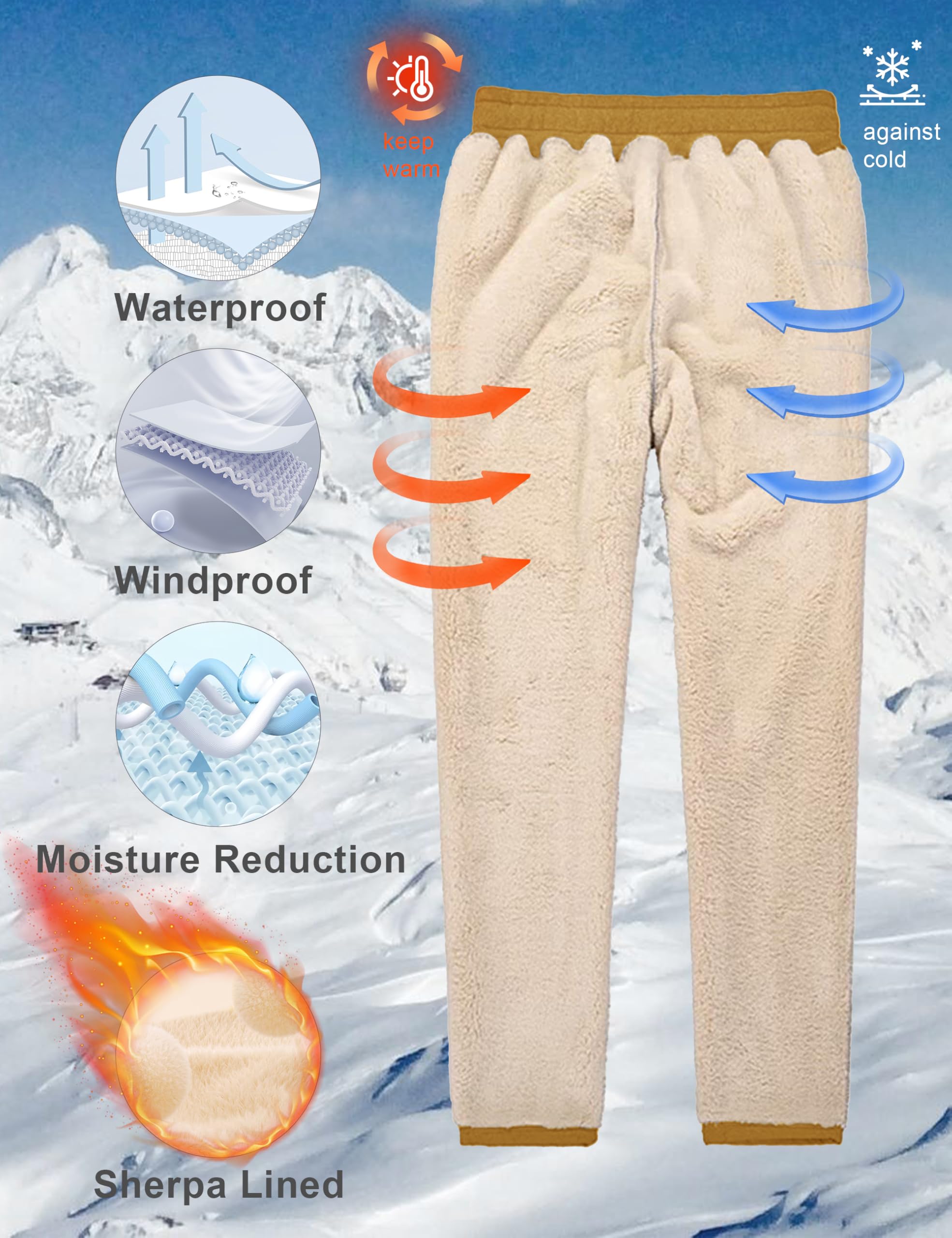 MAGCOMSEN Men's Winter Fleece Pants - Sherpa Lined Thick Warm Sweatpants for Athletic Sports & Jogging | Cozy Cold Weather Lounge Pants for Outdoor Activities & Home Relaxation