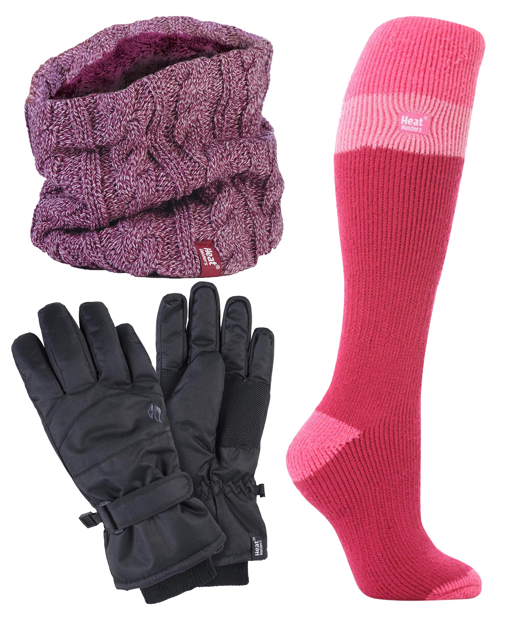 Heat Holders Women's Winter Ski Accessories Set - Thermal Ski Socks, Gloves & Neck Warmer for Cold Weather | Perfect for Skiing, Snowboarding & Outdoor Winter Activities