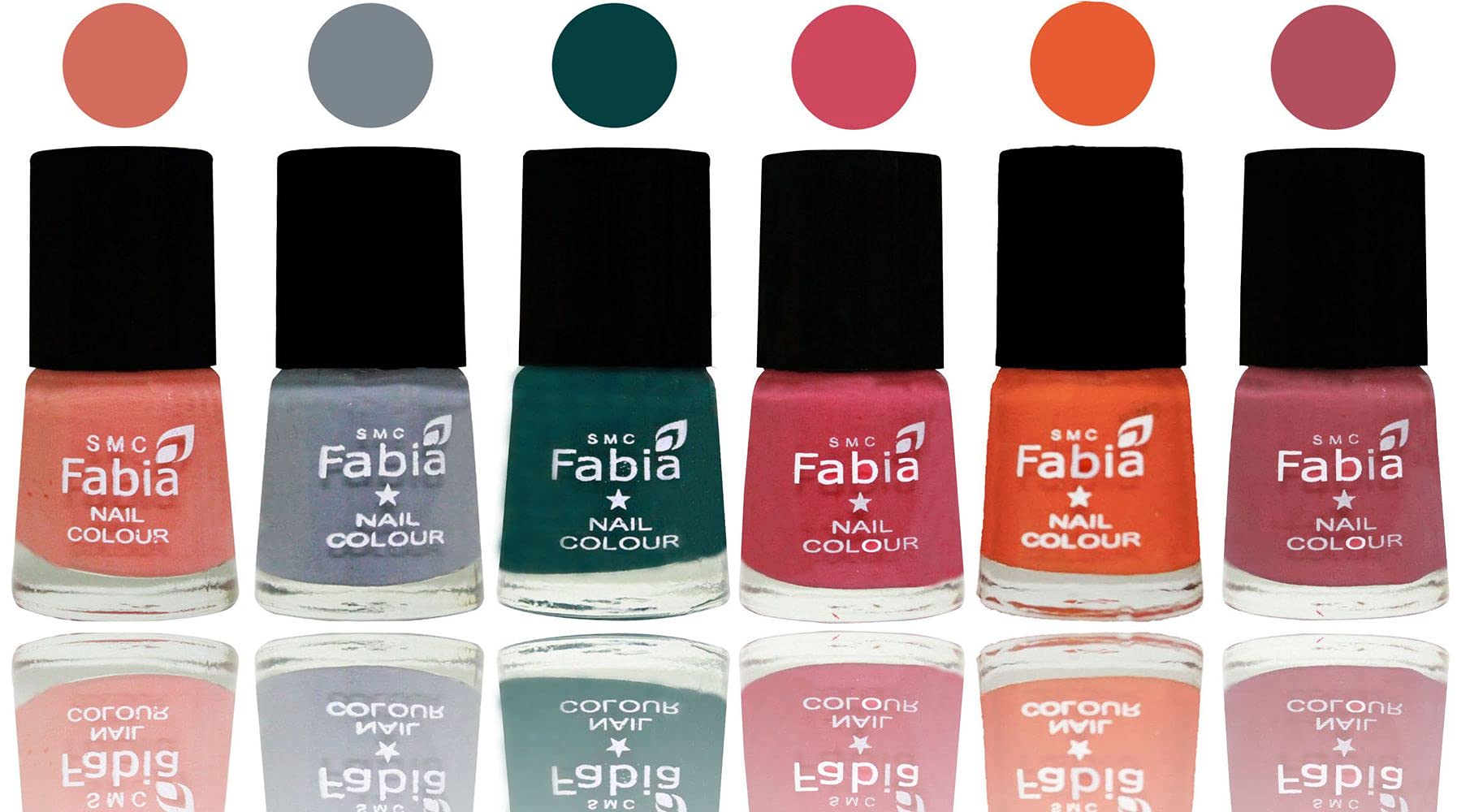 SMC Fabia Shine Bright Glossy Nail Polish Set - 6 Vibrant Colors (02855) | Long Lasting & High Shine Nail Paint for Manicure, Pedicure & Nail Art | Perfect for Parties, Weddings & Daily Wear