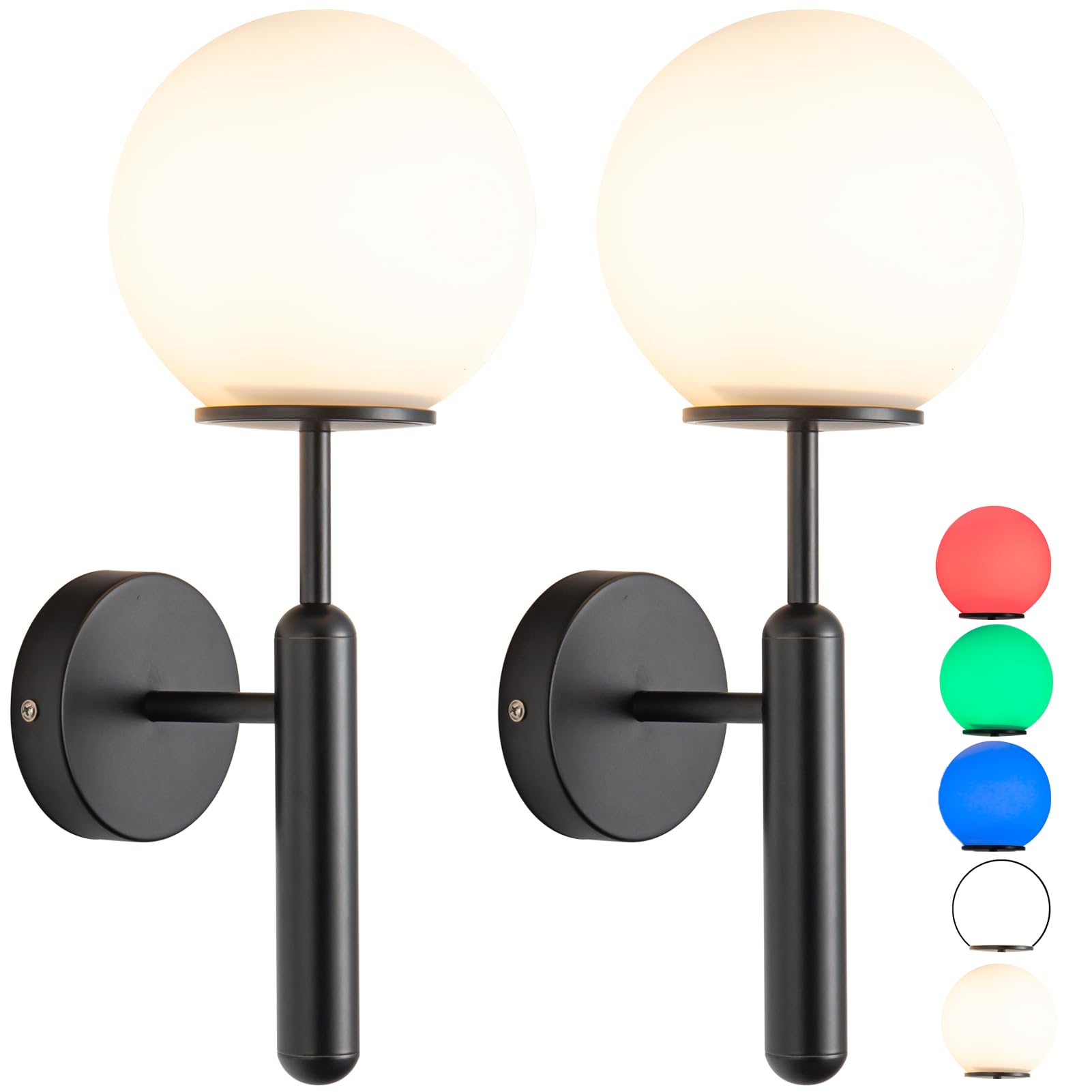 Battery Operated Wall Sconce Lights - Set of 2 Dimmable LED Wall Lights with Remote, Easy Install No Wiring Needed - Perfect for Bedroom, Farmhouse, Hallway & Staircase Lighting (Black)