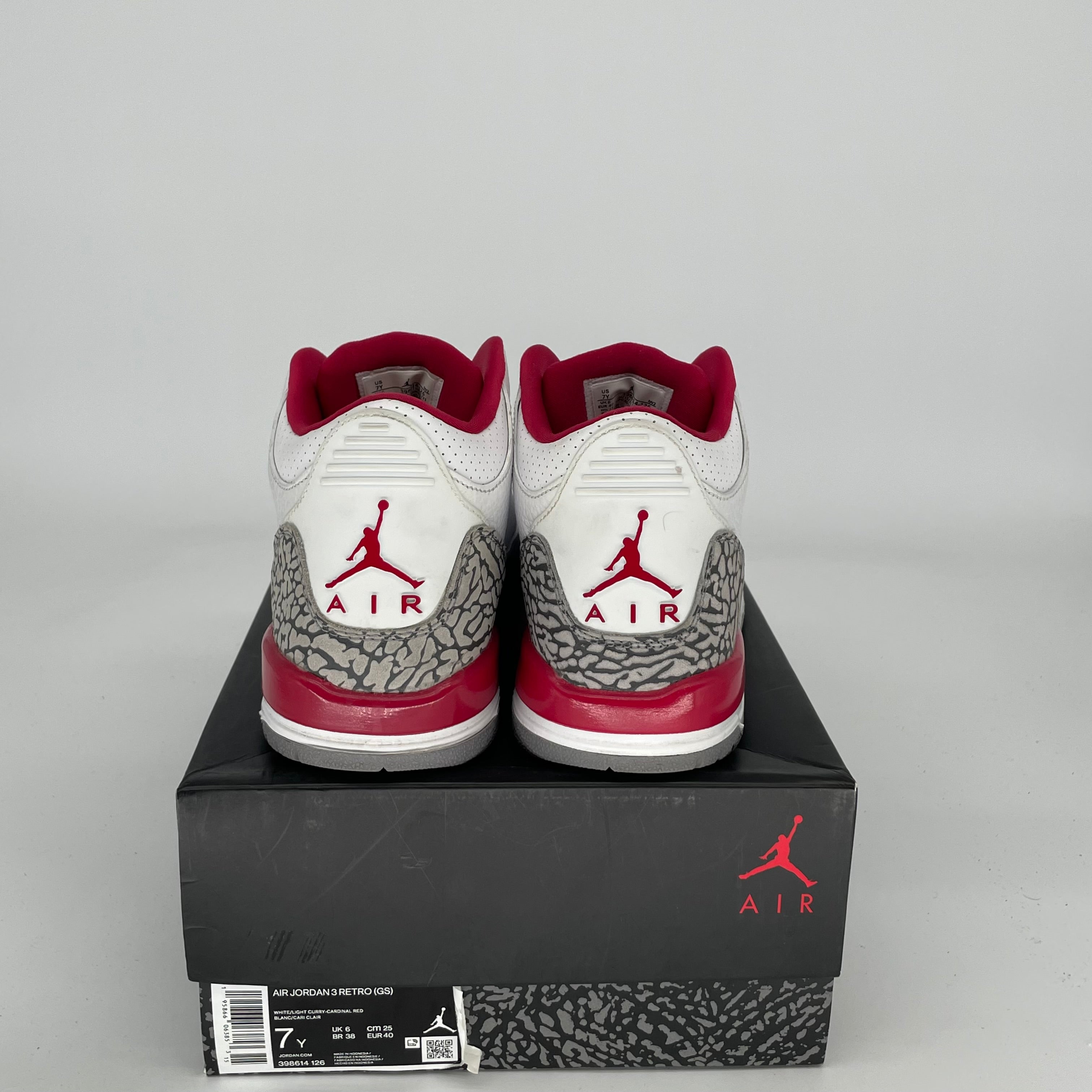 AIR JORDAN 3 CARDINAL Men's Basketball Shoes Size 7Y Retro Sneakers 398614-126 - Perfect for Streetwear, Gym & Casual Outfits