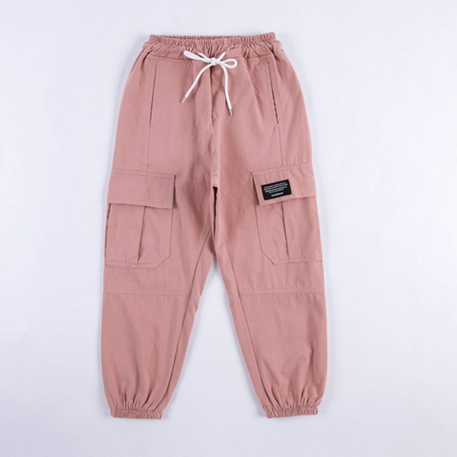 Freebily Girls' Cotton Cargo Jogger Pants - Elastic Waist Drawstring Sweatpants for Kids | Hip Hop Streetwear, Casual Play & School Outfits
