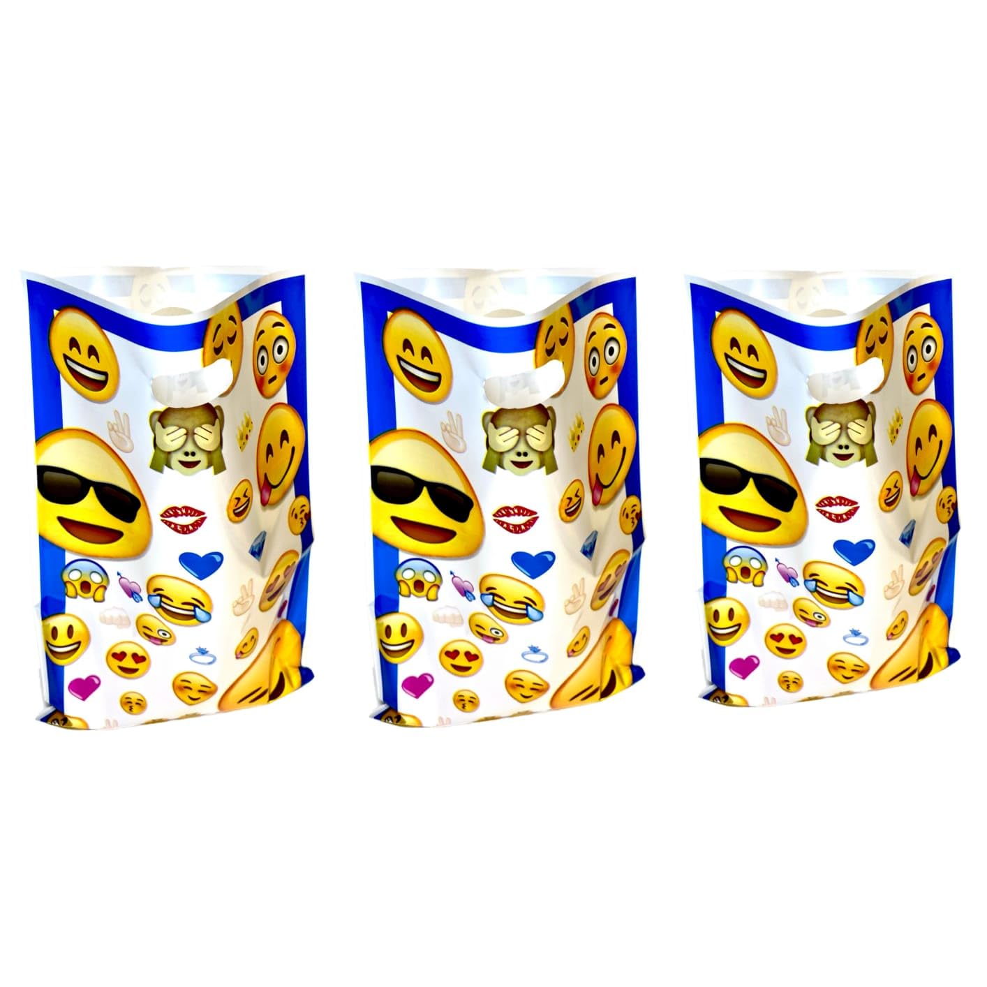 10 Pack Emoji Smiley Happy Birthday Party Favor Bags - 12