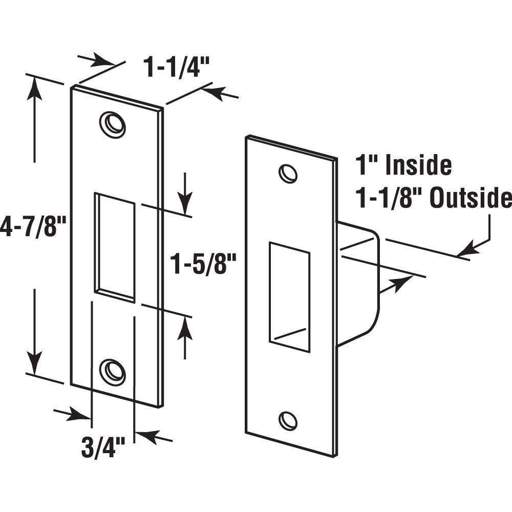 Prime-Line U 9539 4-7/8 Inch Steel Brass Plated Armored Security Box Strike Plate for Hinged Doors - Single Pack - Heavy Duty Door Reinforcement for Home Security & Commercial Use