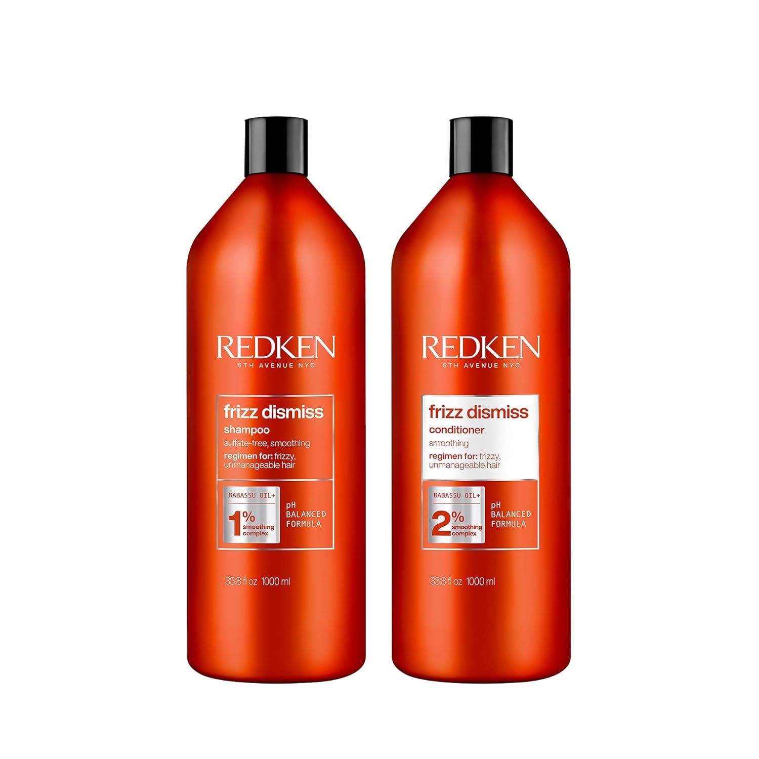 Redken Frizz Dismiss Sulfate Free Shampoo & Conditioner Set - Smoothing Treatment for Frizzy, Dry Hair - Controls Frizz & Adds Shine - Perfect for Daily Hair Care & Salon-Quality Results at Home