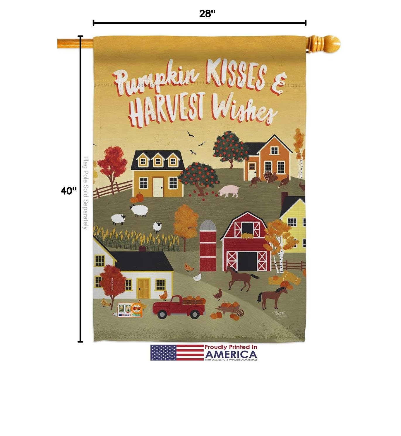 Autumn House Flag with Scarecrow & Pumpkins - Fall Yard Banner for Seasonal Decor