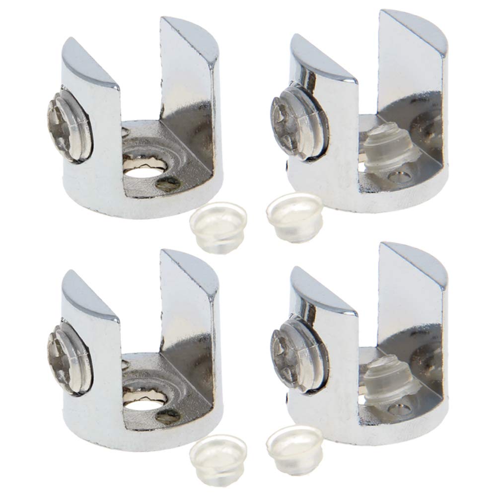 MroMax 4PCS Adjustable Zinc Alloy Glass Shelf Brackets - 0.75