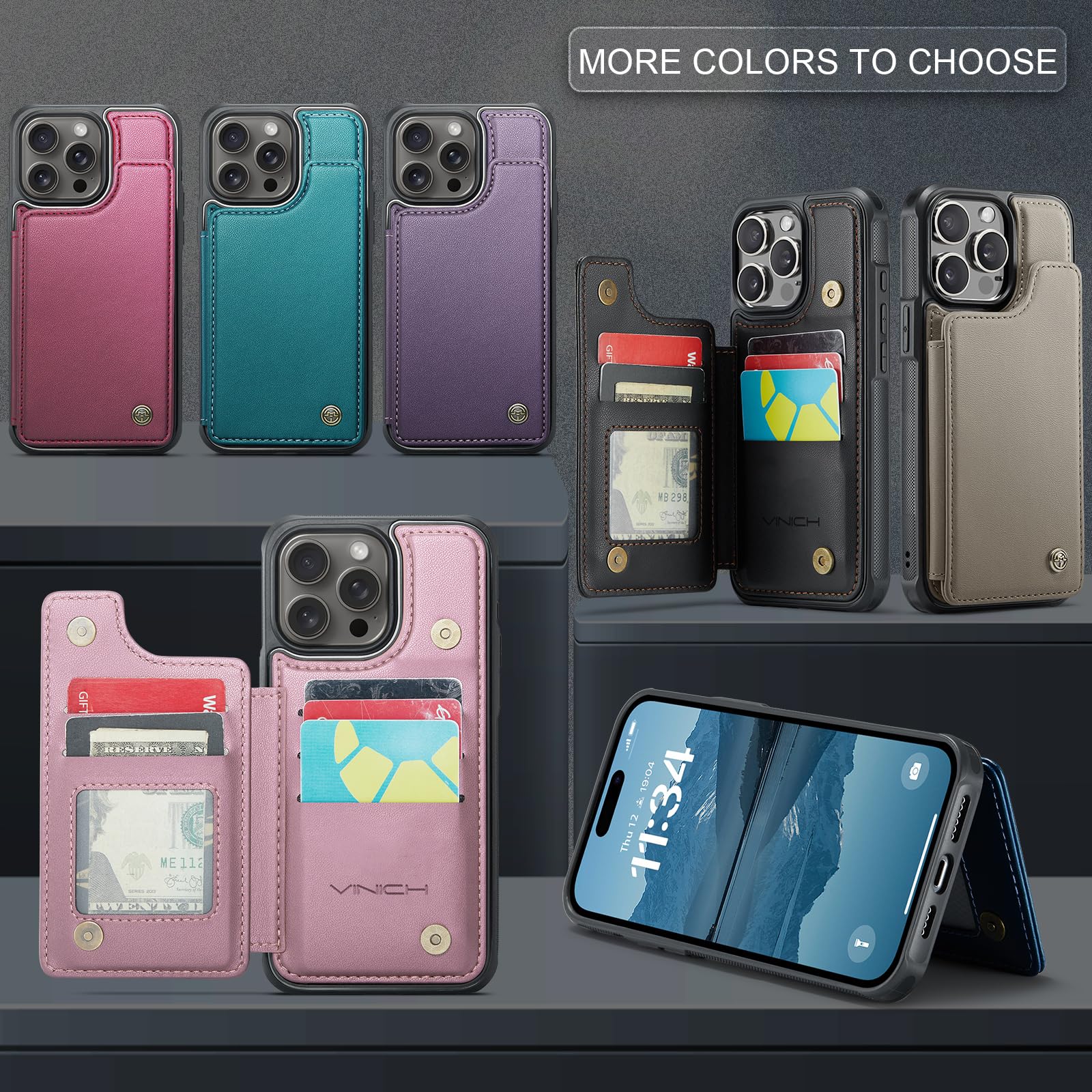 Premium RFID Blocking Wallet Case for iPhone 14 Pro Max 6.7