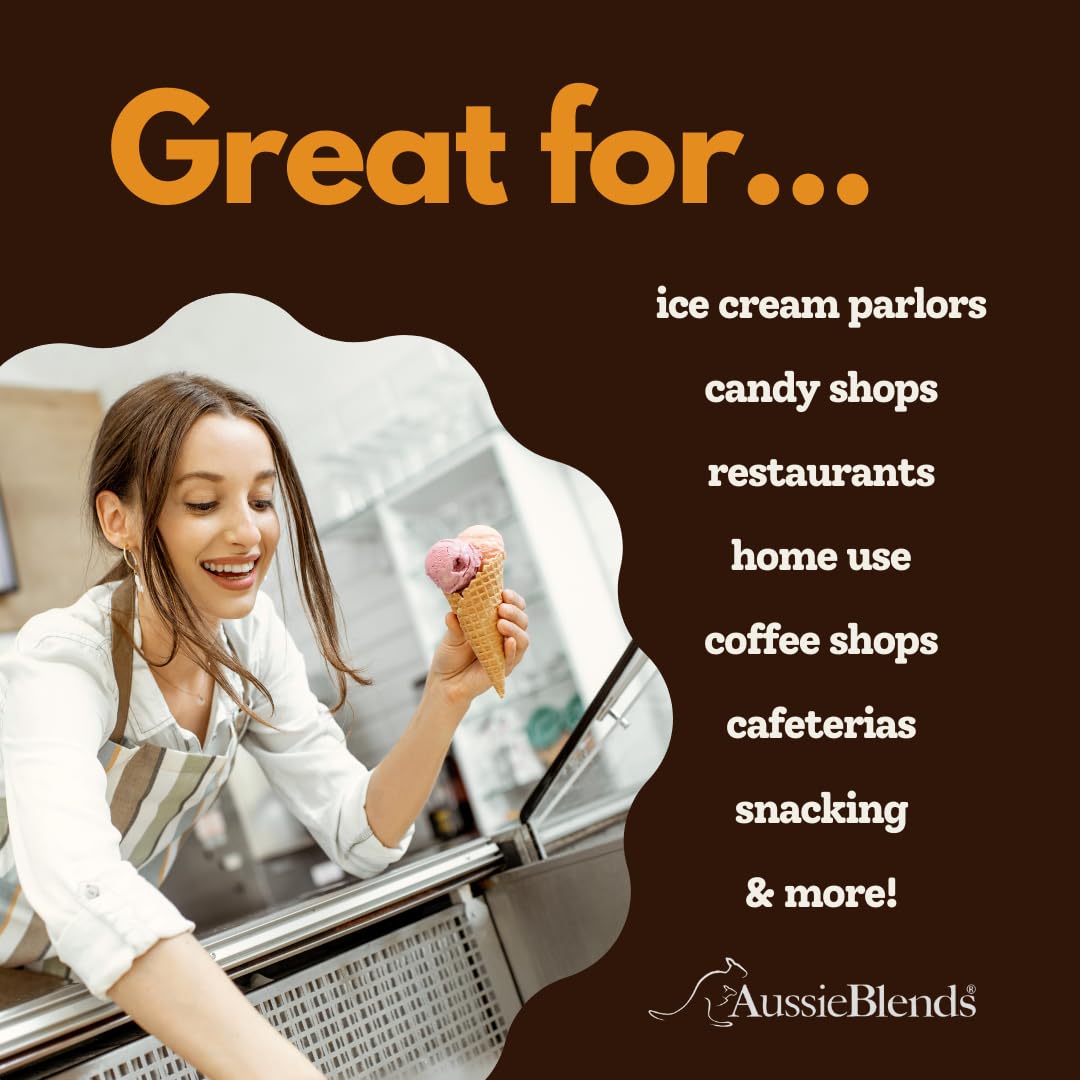 AussieBlends Bulk Waffle Ice Cream Cones - 312 Count Dark Chocolate Flavor (Black Cocoa, Regular Size) for Soft Serve, Gelato & Scooped Ice Cream | Perfect for Ice Cream Shops, Dessert Bars & Home Use