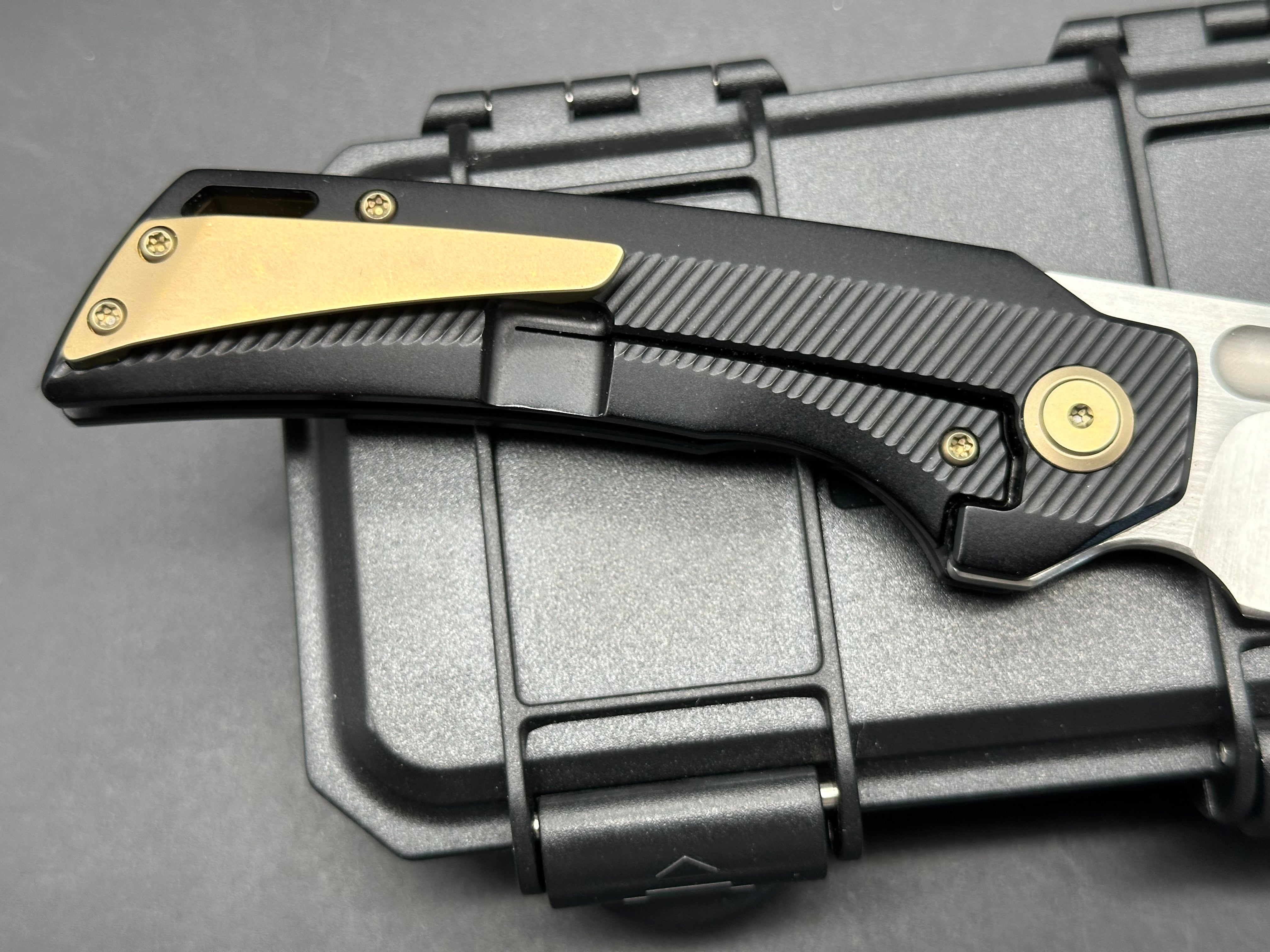 EMPEDC Nymble X V2 Titanium Folding Knife - M390 Steel Blade, Bronze Hardware - EDC Pocket Knife for Camping, Hiking & Outdoor Adventures