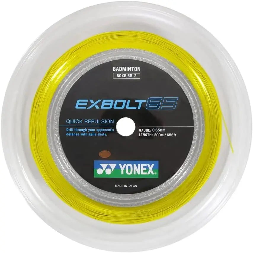 Yonex Exbolt 65 200m Badminton String (Yellow) - High Performance Badminton Racket String for Professional Players - Perfect for Tournaments & Training Sessions