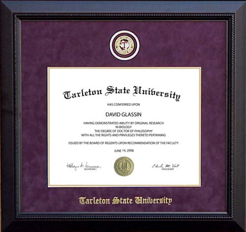 Tarleton State University Diploma Frame with Embossed School Seal - Premium Display Case for Graduation Certificates, Diplomas, and Academic Achievements - Perfect for Office, Home, or Gift Giving