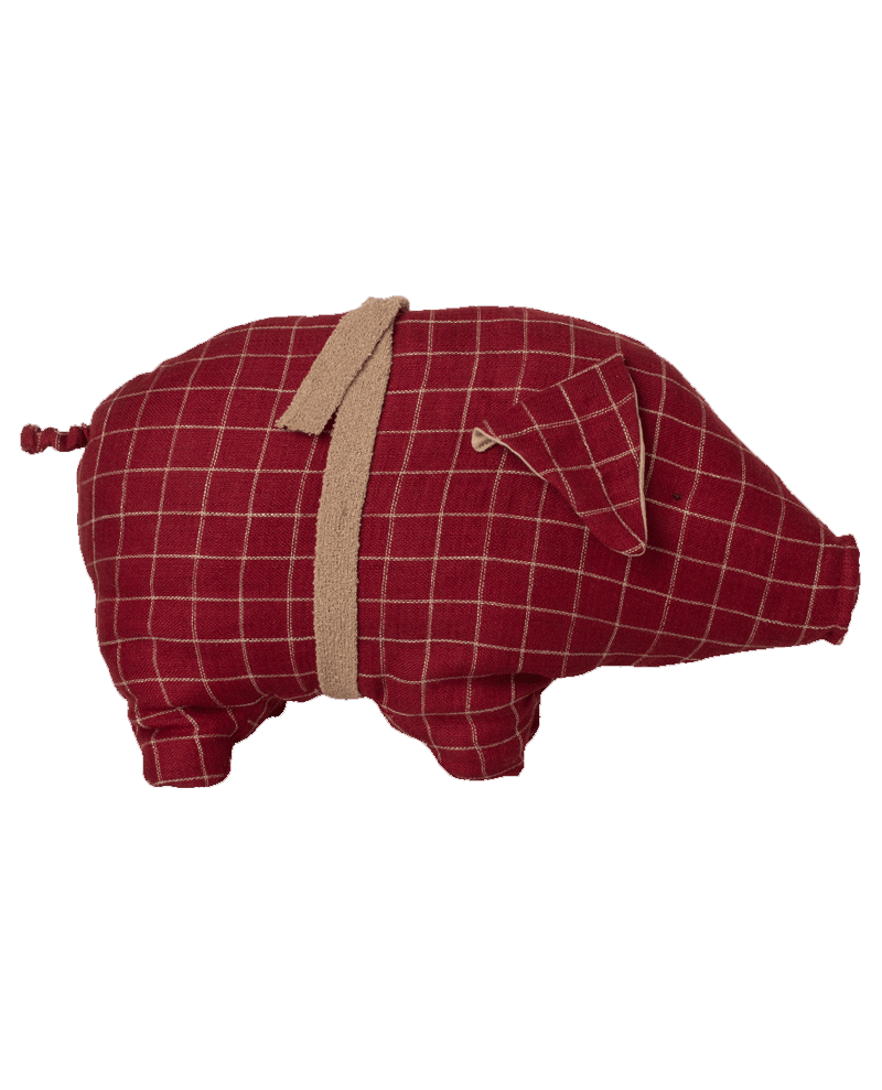 Maileg Medium Red Pig Stuffed Animal - Soft Plush Toy for Kids, Nursery Decor, Gift for Baby Showers & Birthday Parties | Perfect for Playtime, Cuddling & Nursery Room Decorations