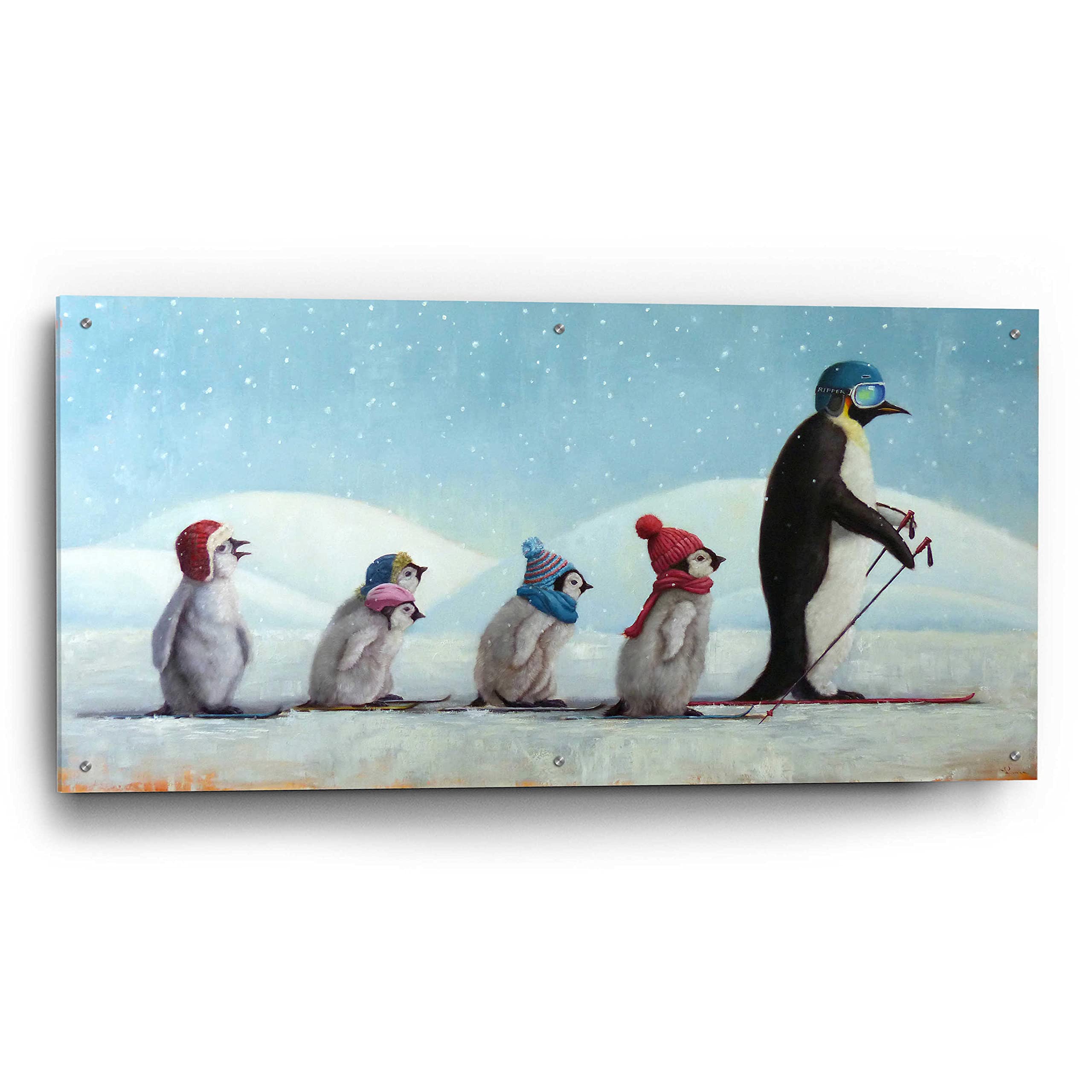 Lucia Heffernan 'Ski School' Acrylic Glass Wall Art - 48x24 Inches Modern Painting for Living Room, Bedroom & Office Decor | Winter Sports Theme Artwork