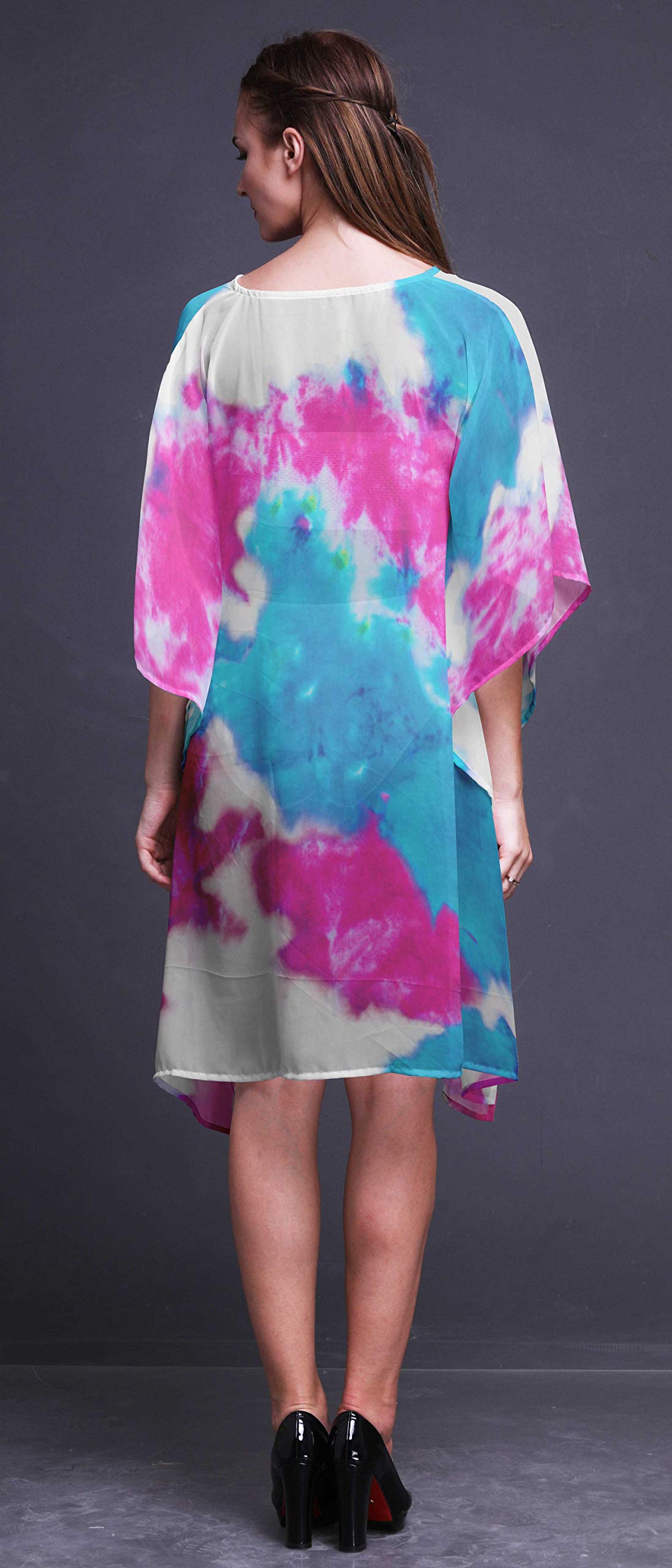Bimba Short Caftan Midi Dress - Women's Beach Cover Up Swimwear Kaftan for Pool, Vacation & Summer Outfits