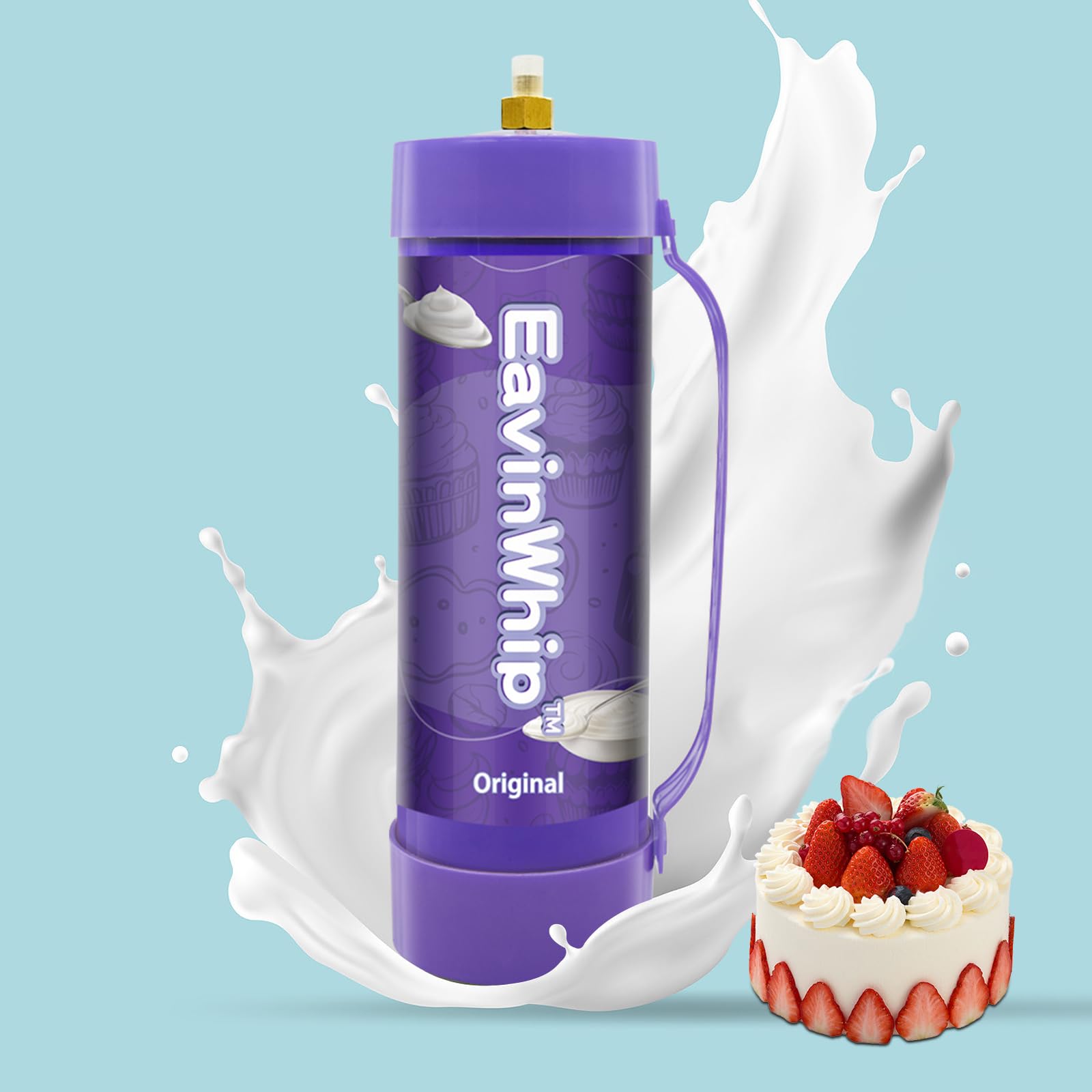 Premium 2000g 3.3L Whipped Cream Charger - Food Grade 99.95% Pure Nitrous Oxide Tank with Nozzle (2 Pack) - Perfect for Professional Desserts, Coffee Shops & Home Baking