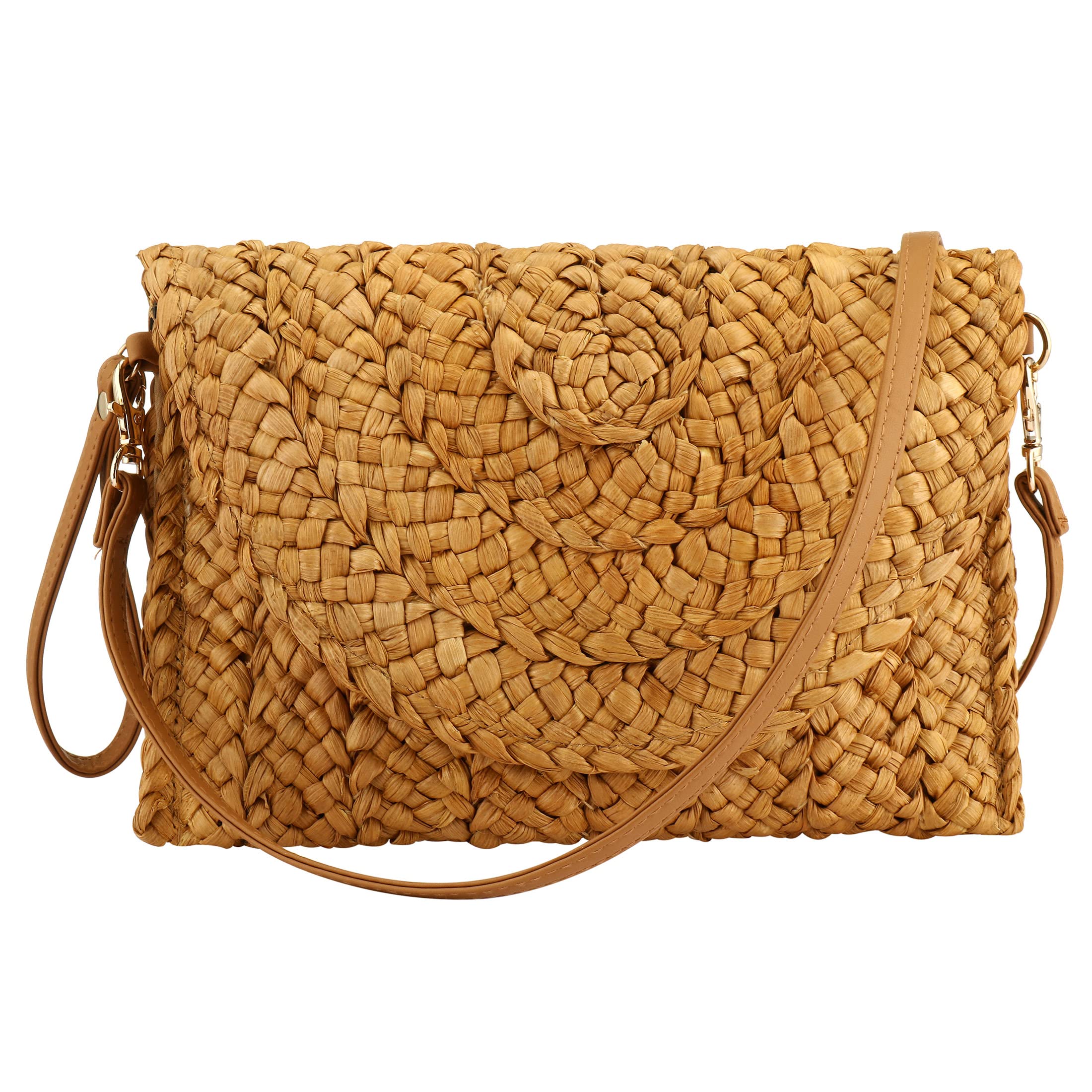 Stylish Straw Clutch Beach Bag for Women - Summer Crossbody Straw Purse with Adjustable Strap | Perfect for Vacation, Pool Party & Boho Fashion